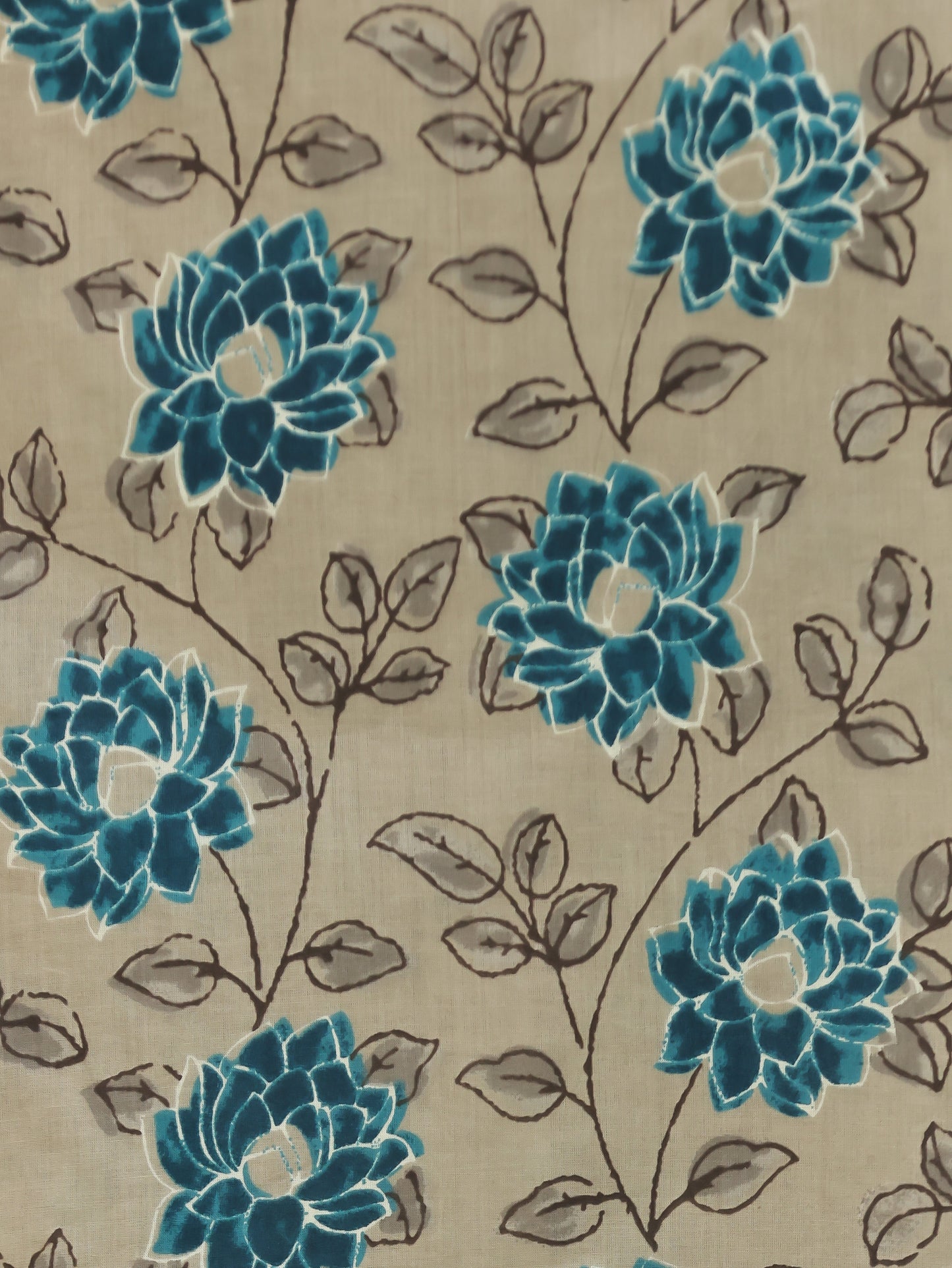 Soft Cotton Floral Straight Blue Kurta