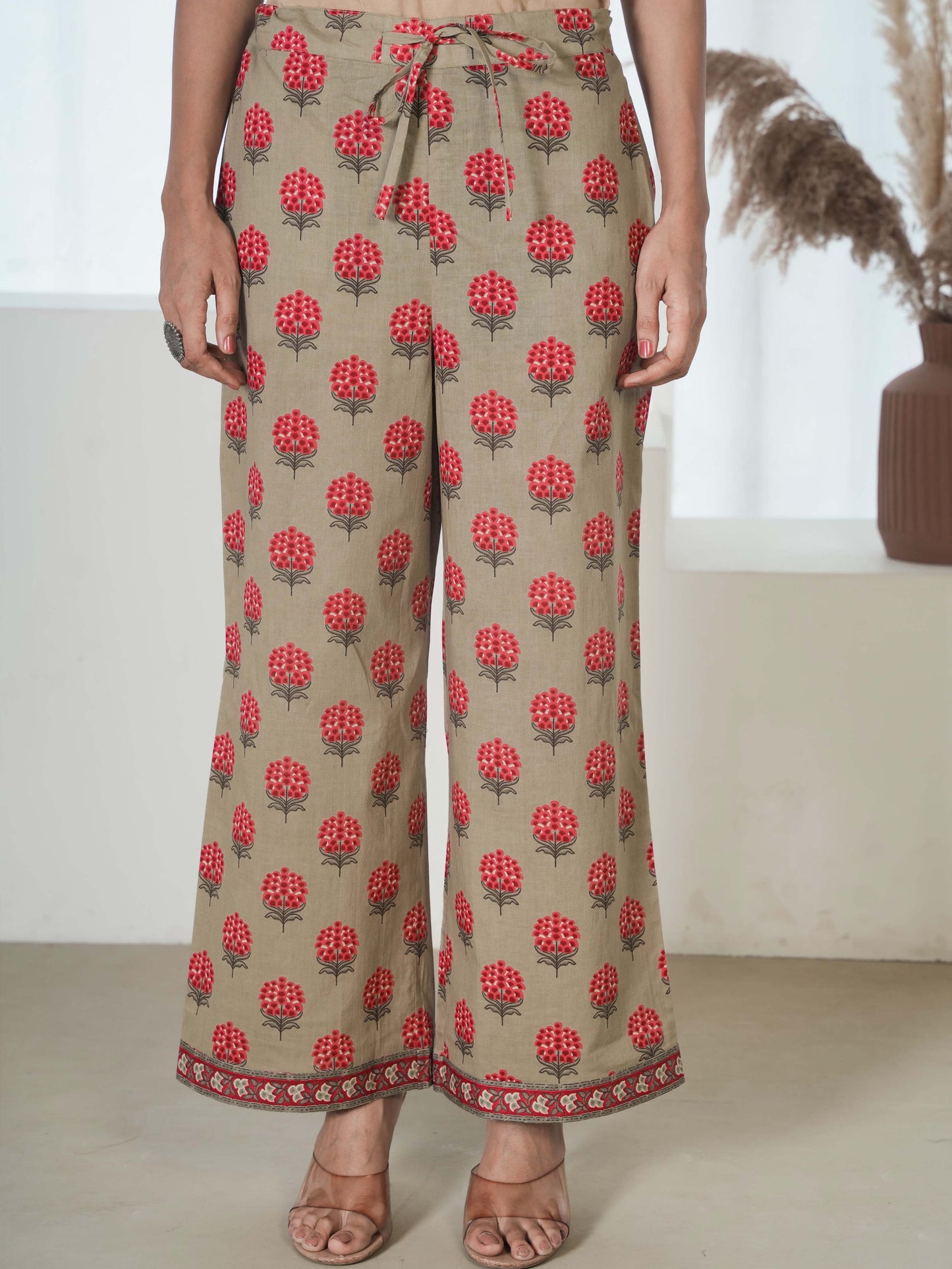 Soft Cotton Floral Maroon Palazzo