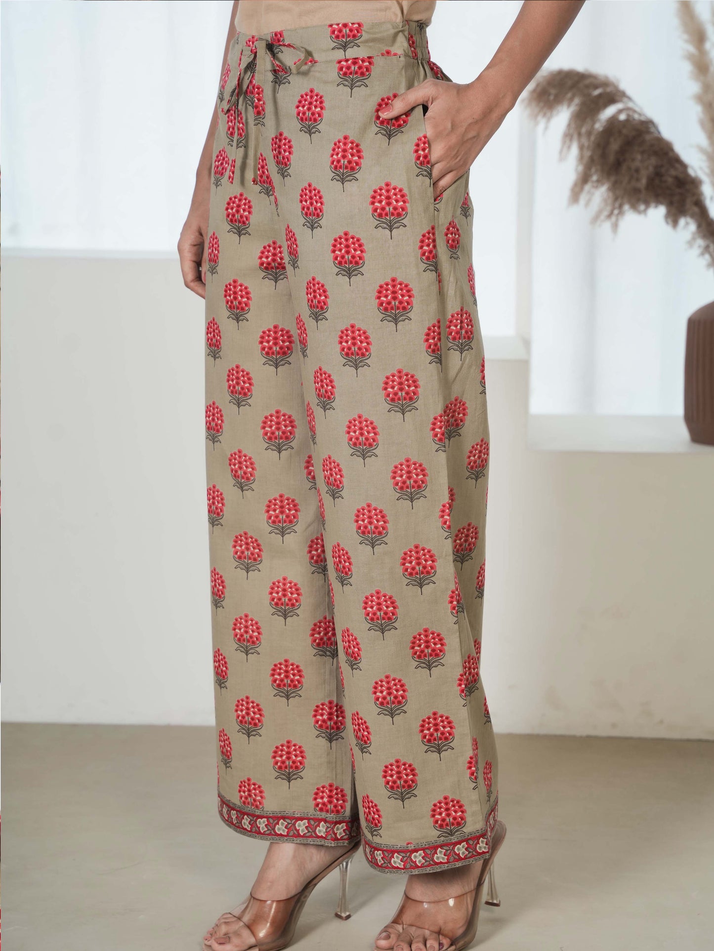 Soft Cotton Floral Maroon Palazzo
