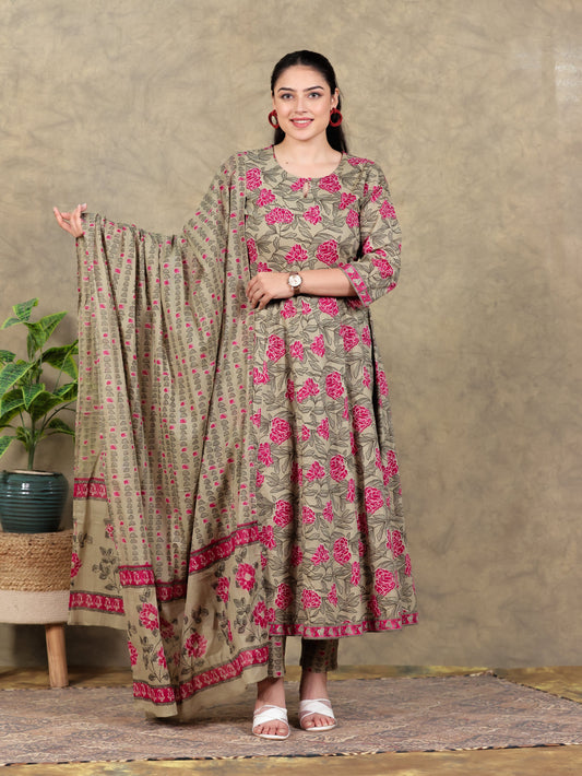 Cotton Voile Floral Pink Dupatta