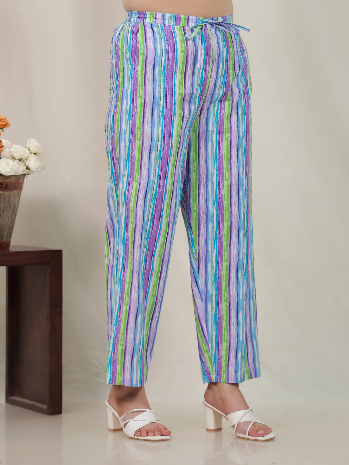 Soft Cotton Abstract Straight Purple Kurta