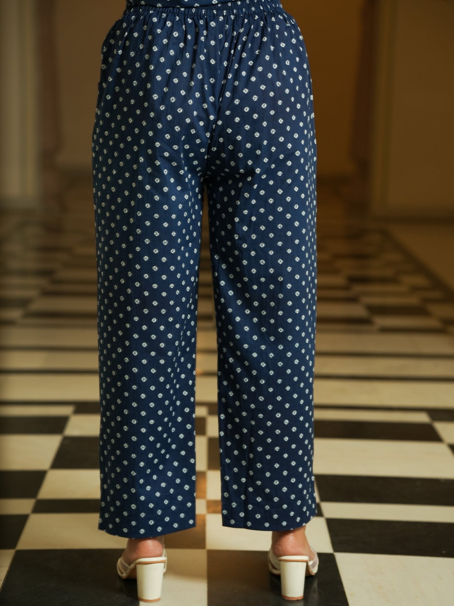 Soft Cotton Bandhani Flared Blue Kurta