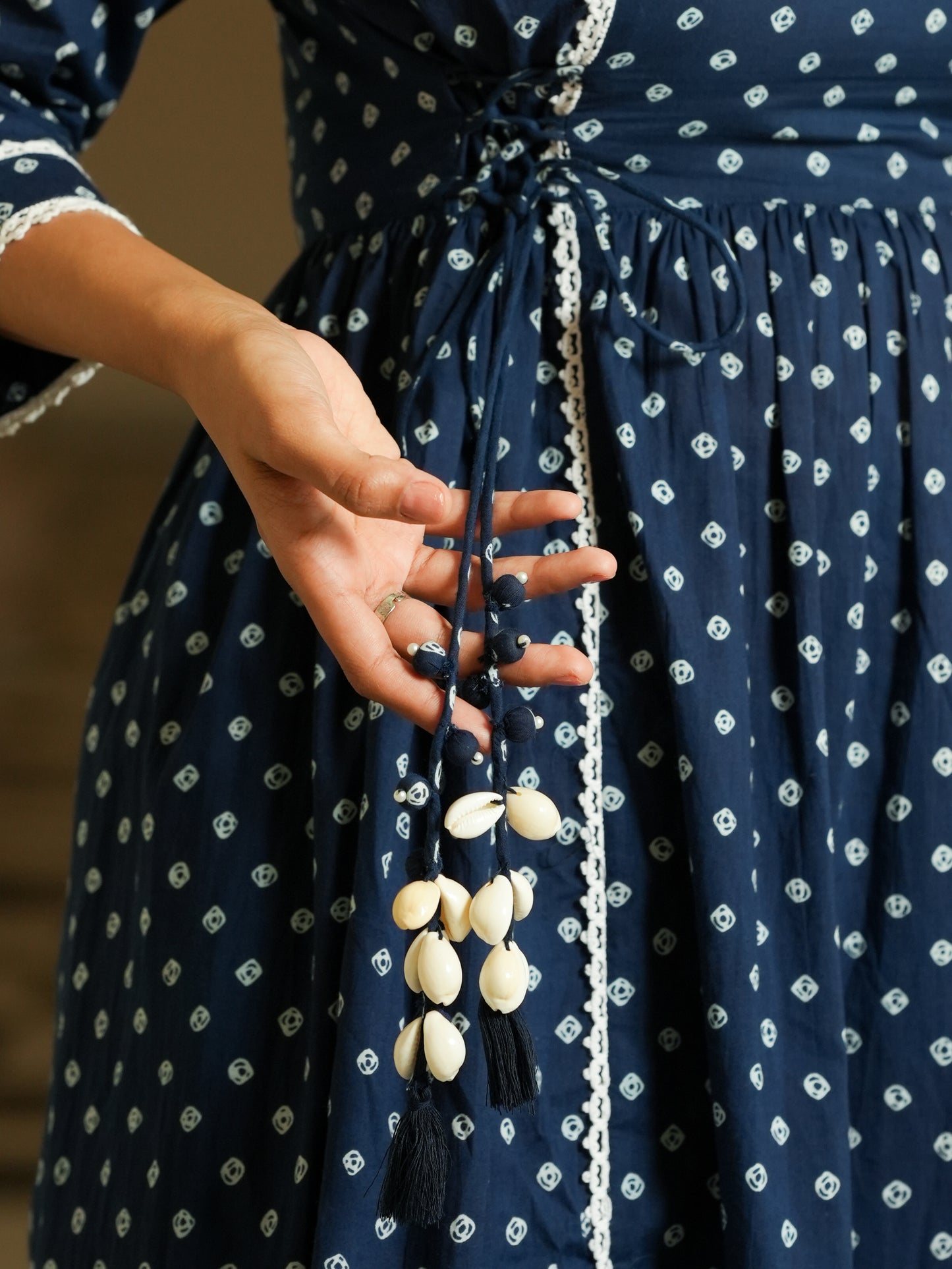 Soft Cotton Bandhani Flared Blue Kurta