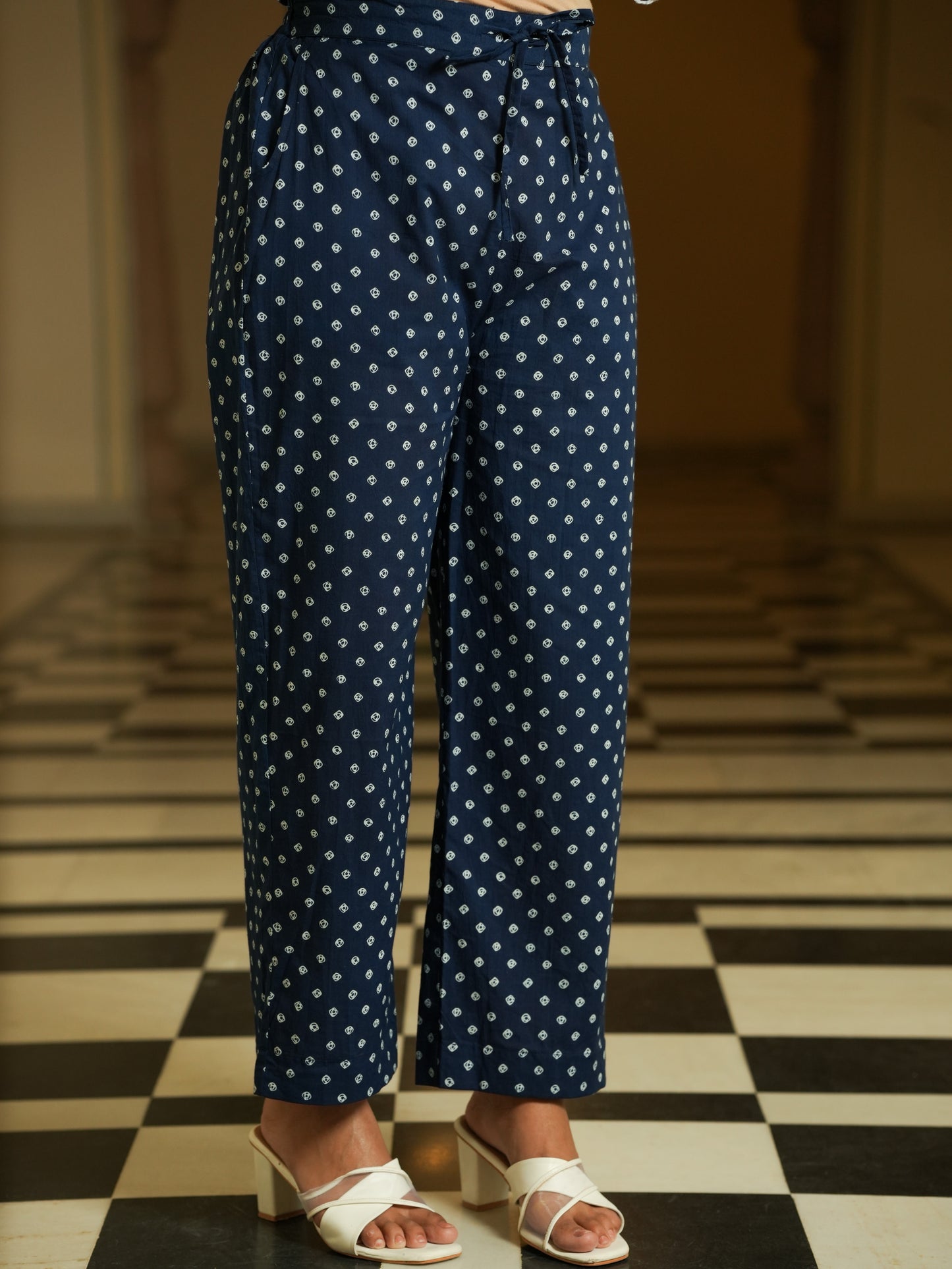 Soft Cotton Bandhani Flared Blue Kurta