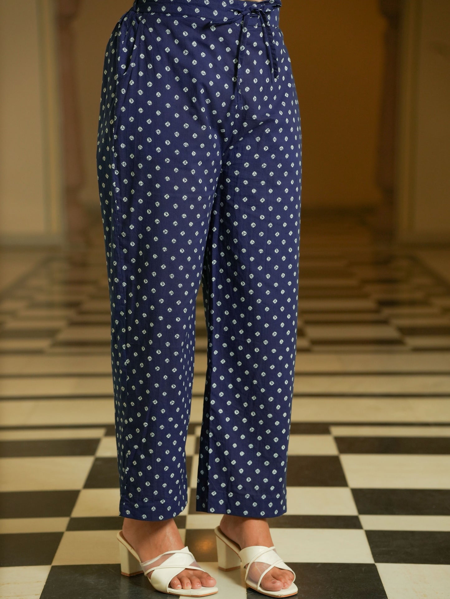 Soft Cotton Bandhani Flared Blue Kurta