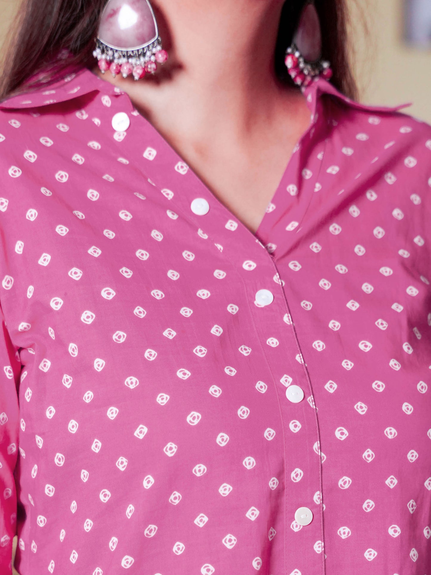 Soft Cotton Bandhani Straight Pink Kurta
