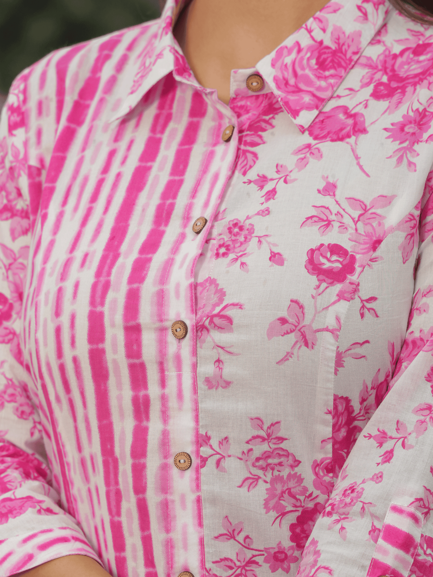 Soft Cotton Floral High Low Pink Kurta