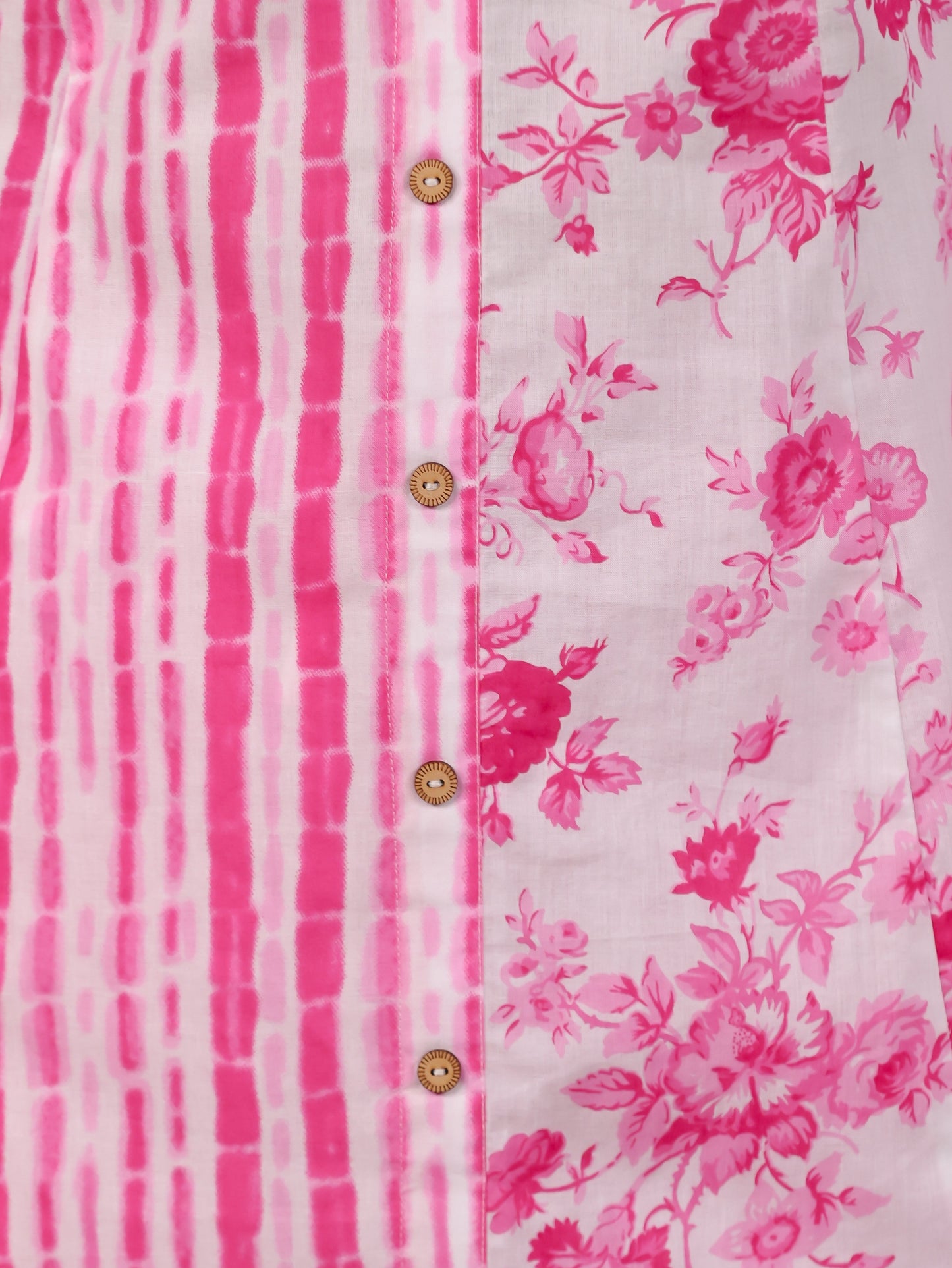 Soft Cotton Floral High Low Pink Kurta