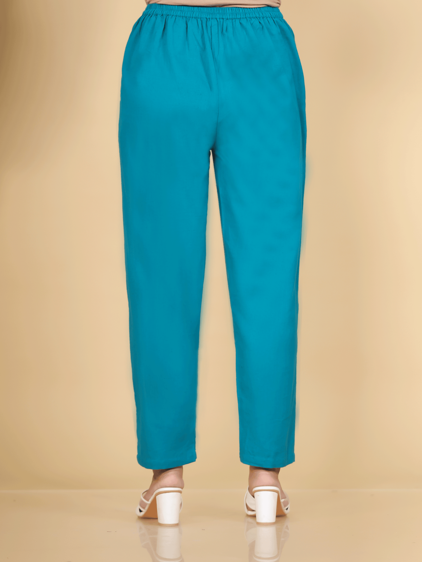 Embroidered Linen Cotton Solid Straight Teal Kurta