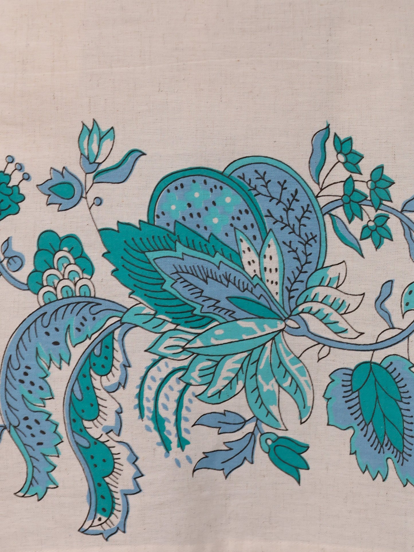 Linen Cotton Placement Print Straight Off White Kurta