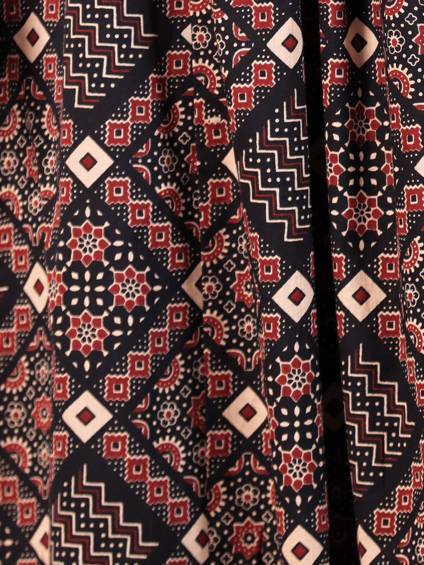 Embroidered Soft Cotton Geometric Flared Rust Kurta