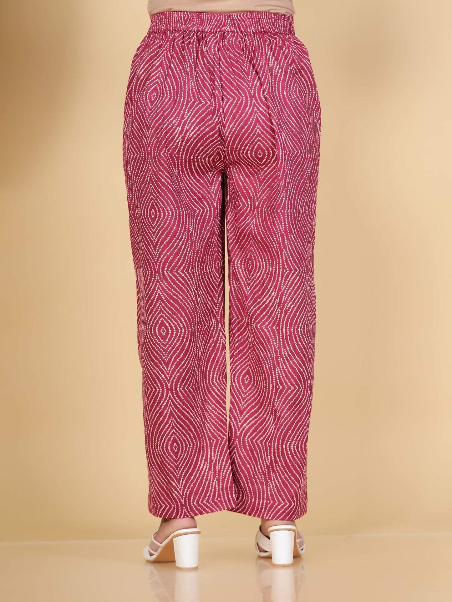Soft Cotton Bandhani Red Trousers Straight Trousers