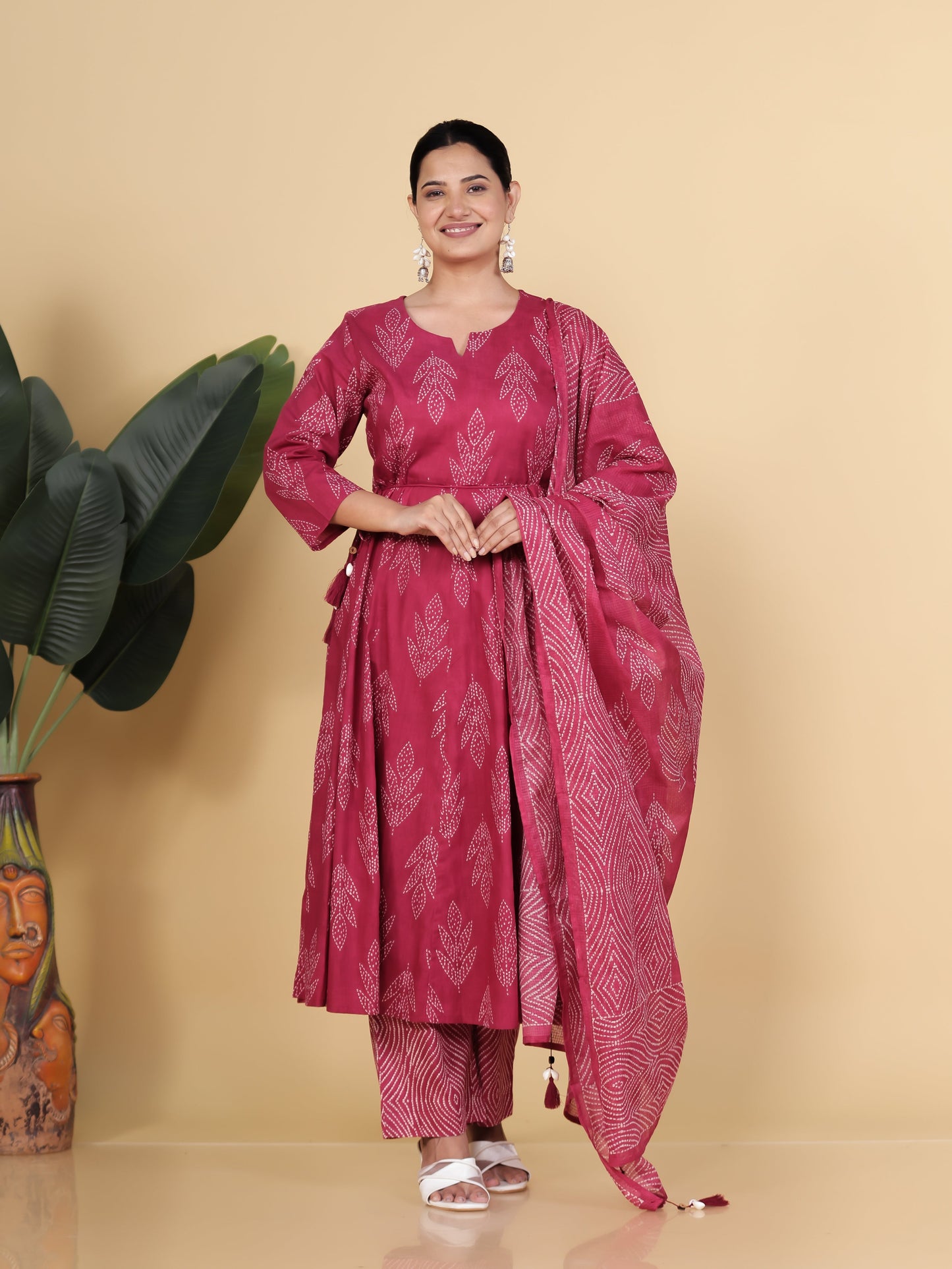 Kantha Cotton Bandhani Red Dupatta