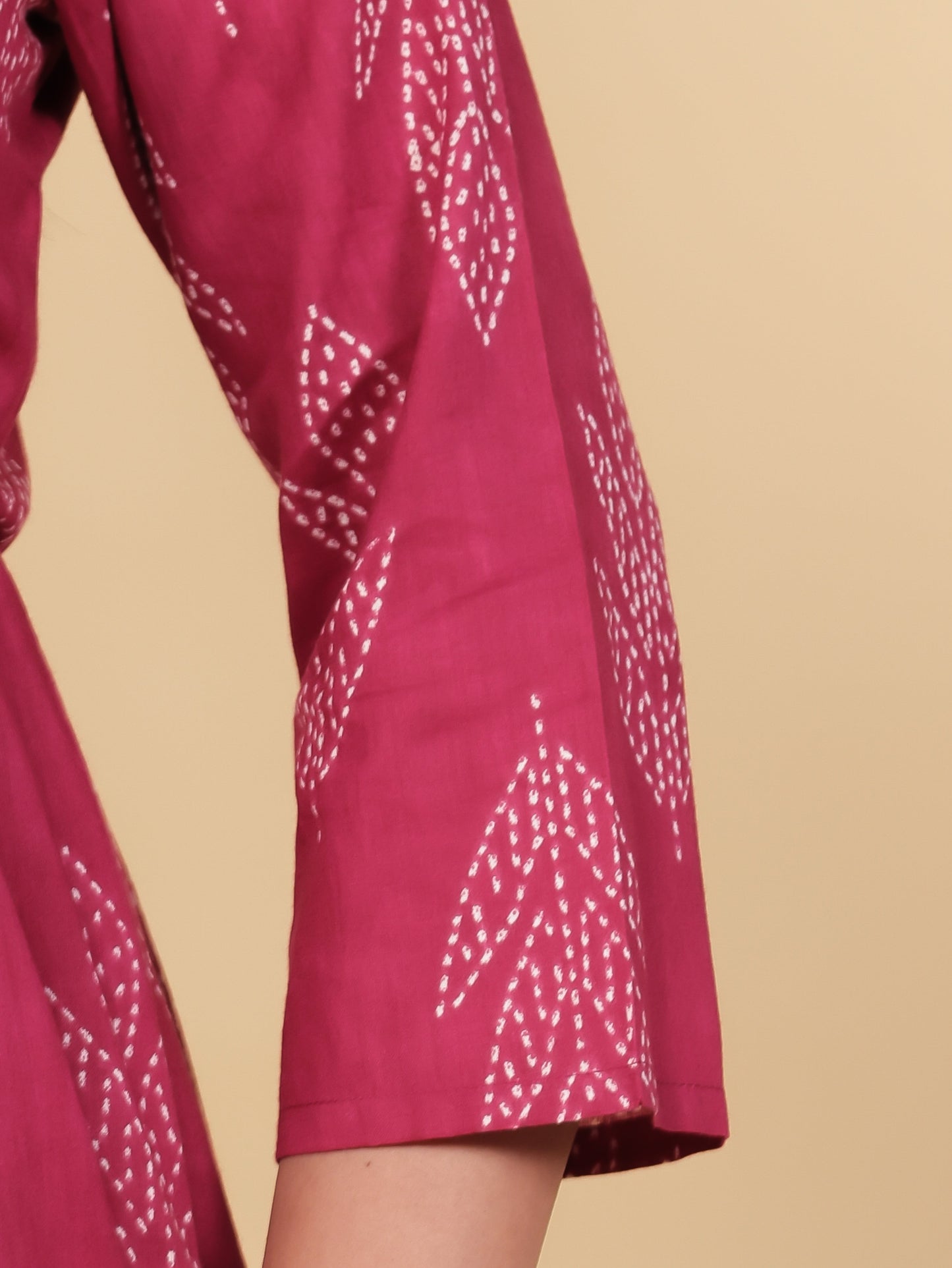 Embroidered Soft Cotton Bandhani Anarkali Red Kurta