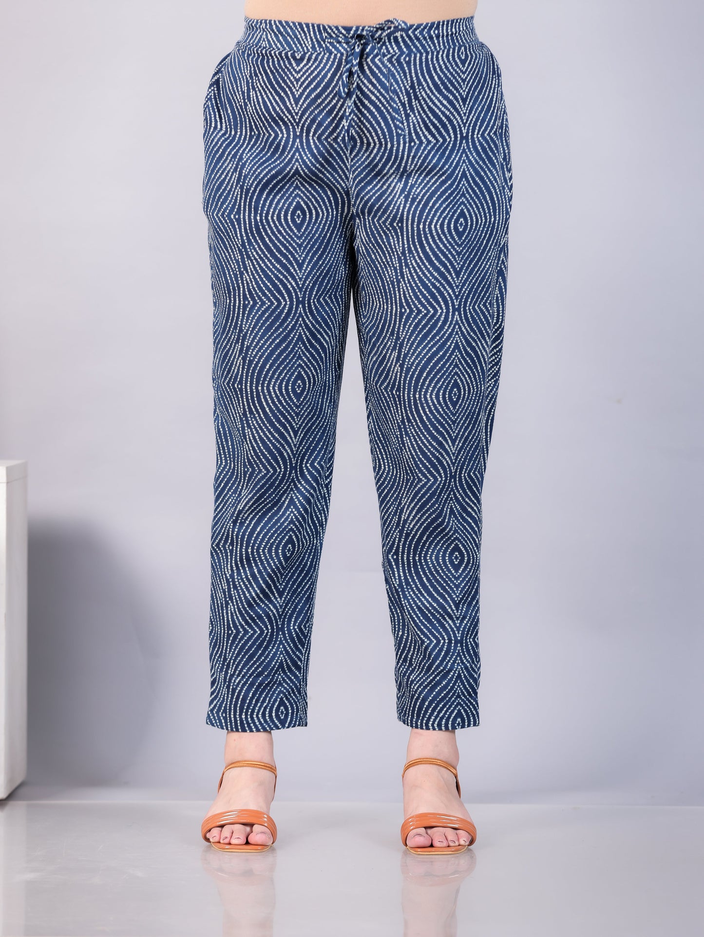 Soft Cotton Bandhani Straight Blue Kurta