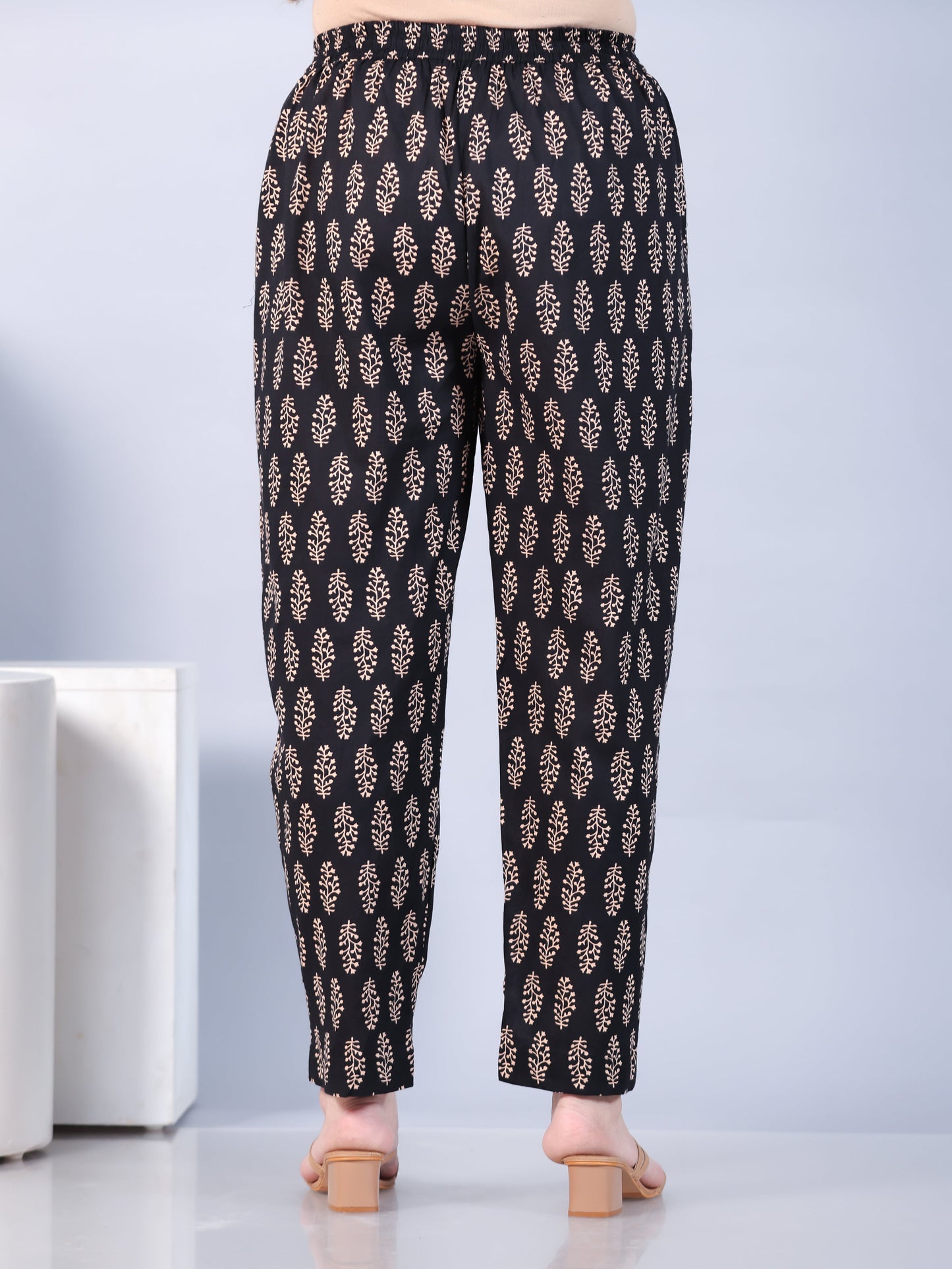 Soft Cotton Butti Black Tapered Trousers