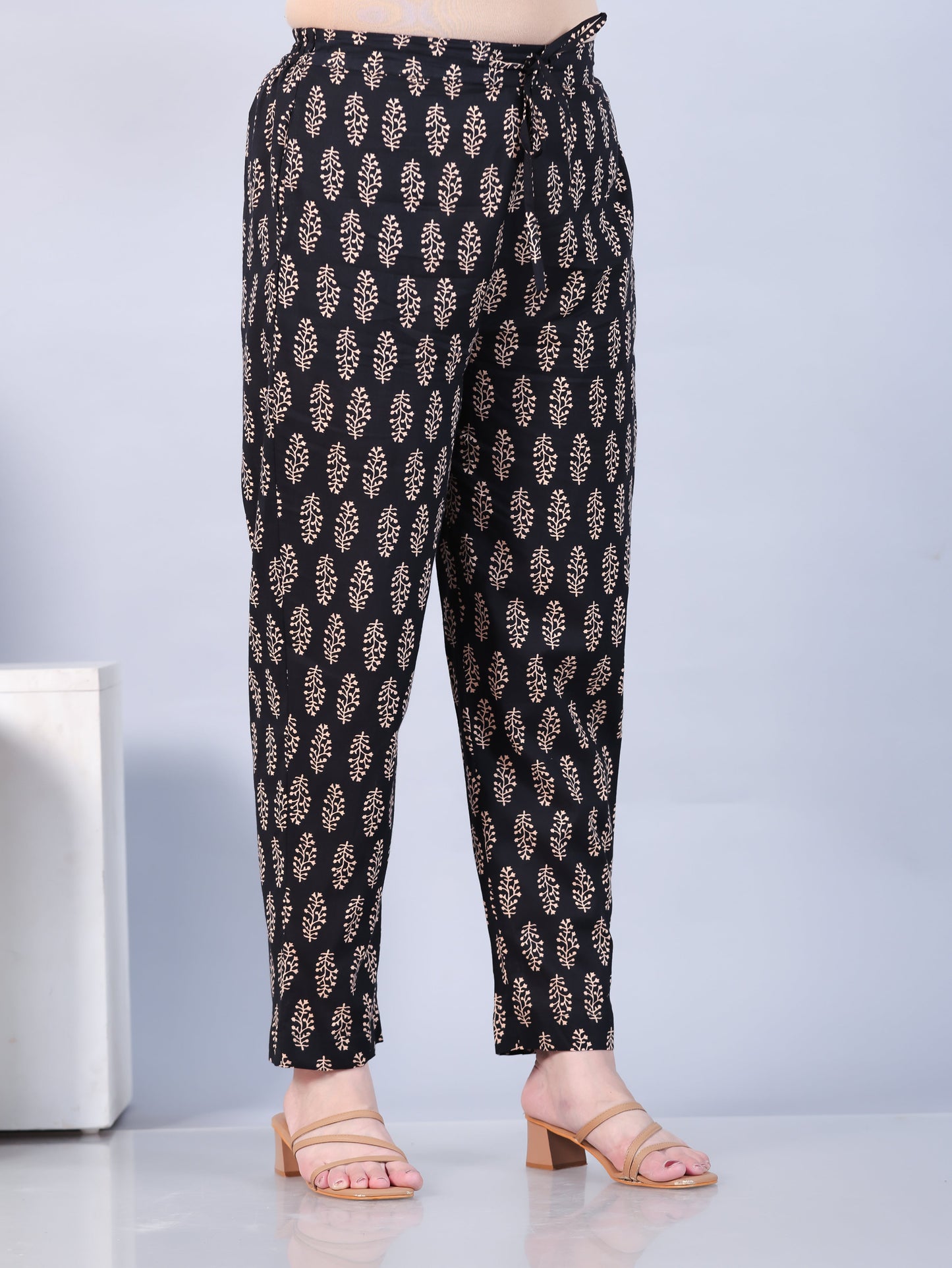 Soft Cotton Abstract High Low Black Kurta