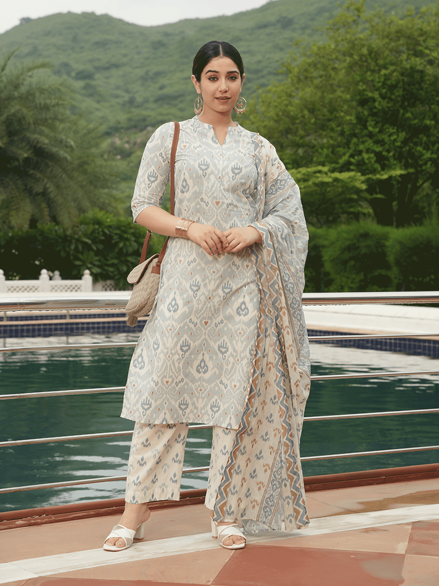 Soft Cotton Ikat Blue Dupatta