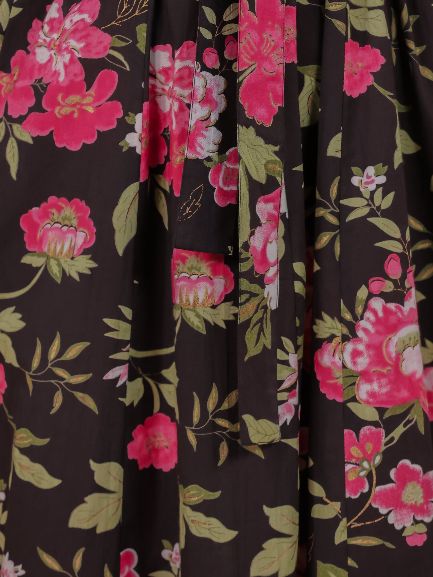 Soft Cotton Floral Anarkali Black Dress