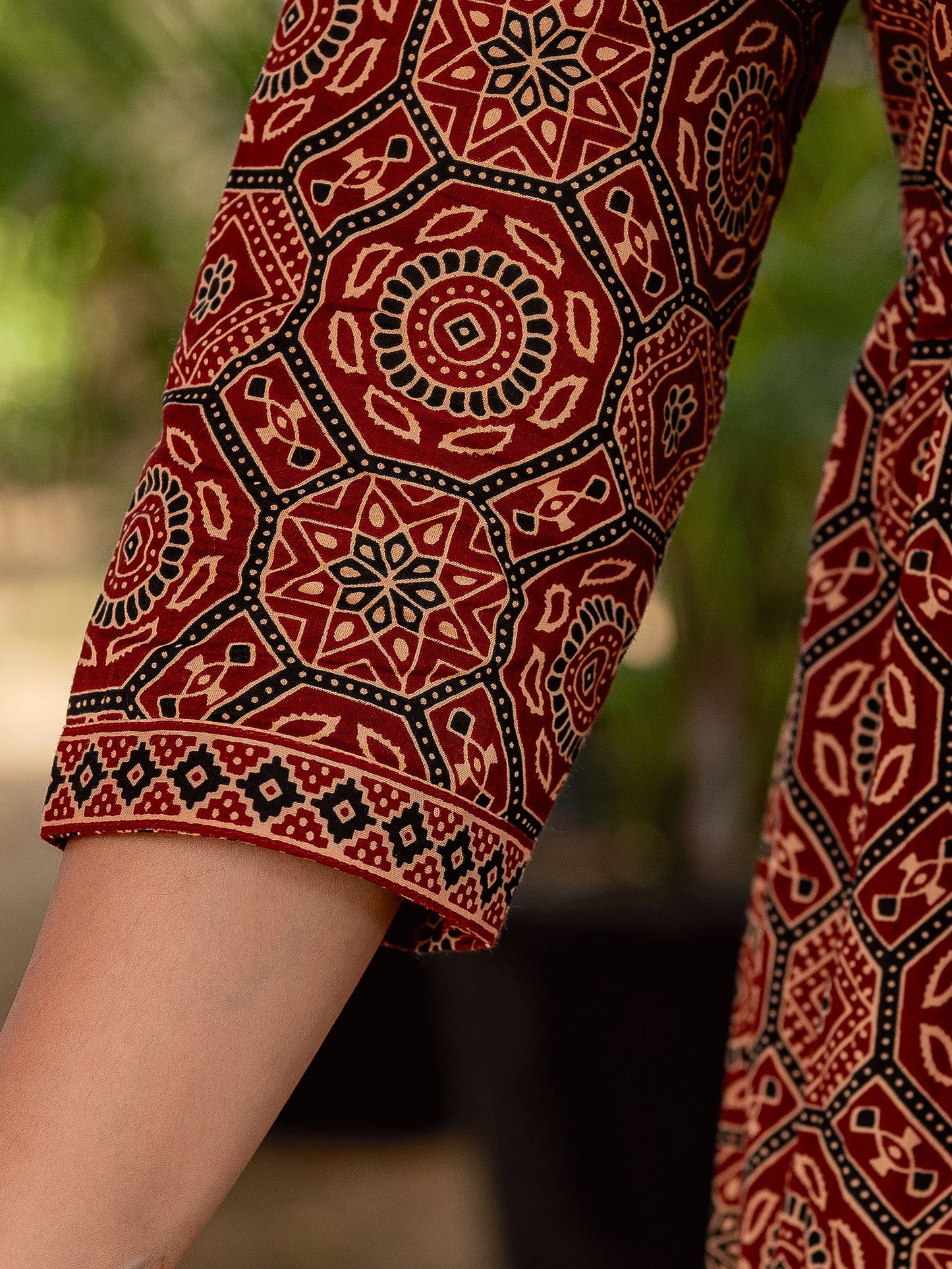 Soft Cotton Ajrakh Anarkali Rust Dress