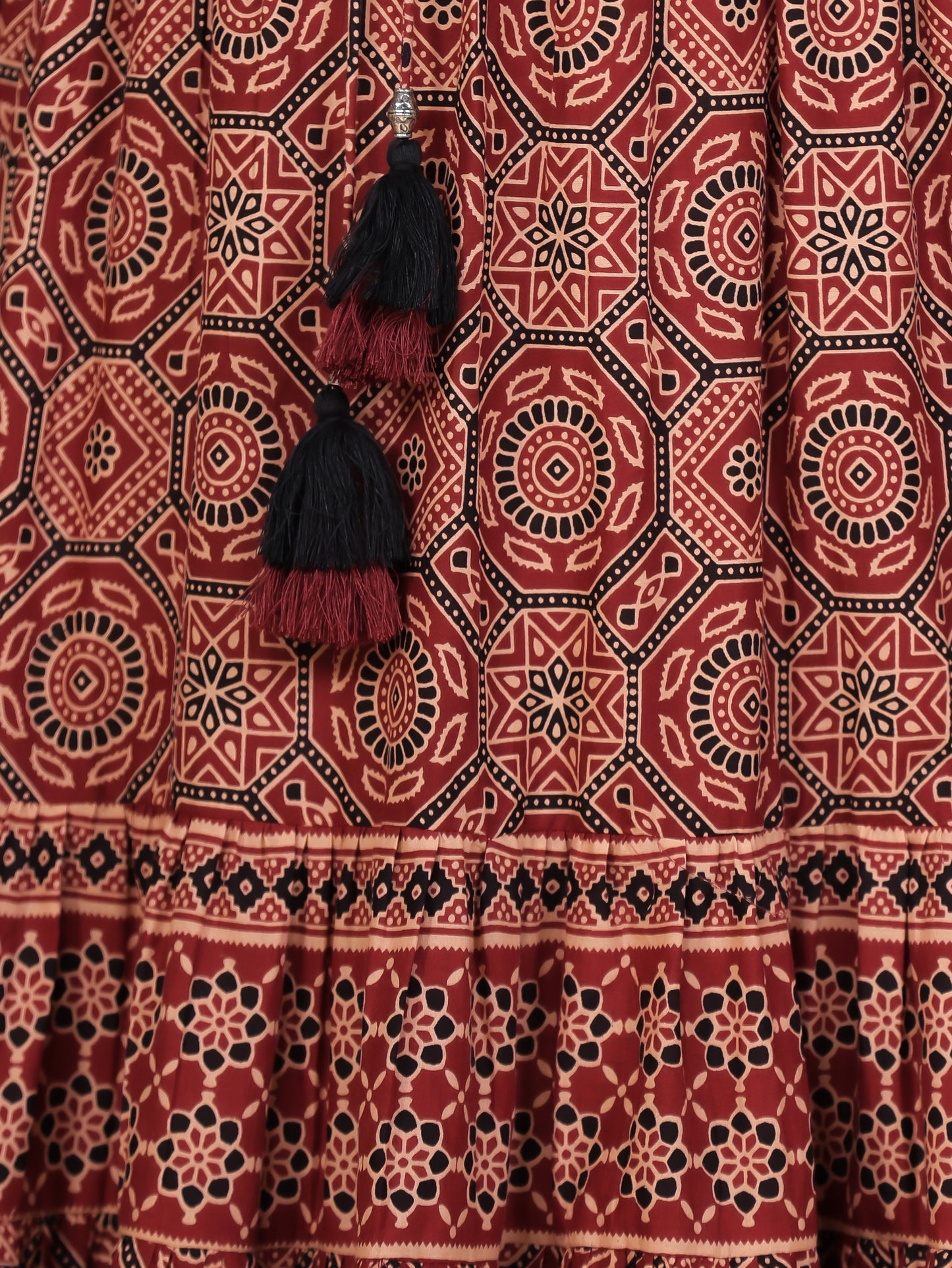 Soft Cotton Ajrakh Anarkali Rust Dress