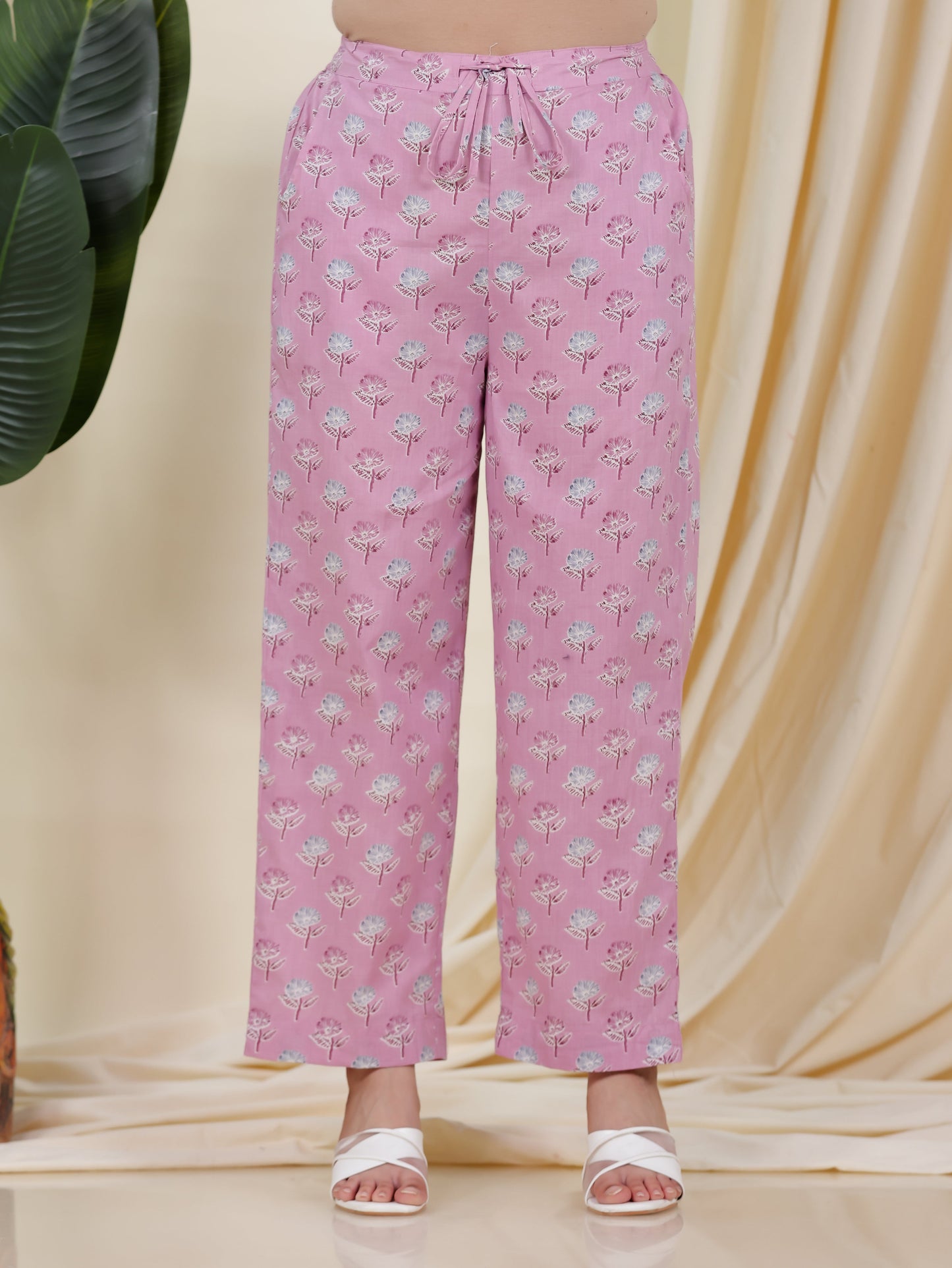 Soft Cotton Geometric Straight Pink Kurta
