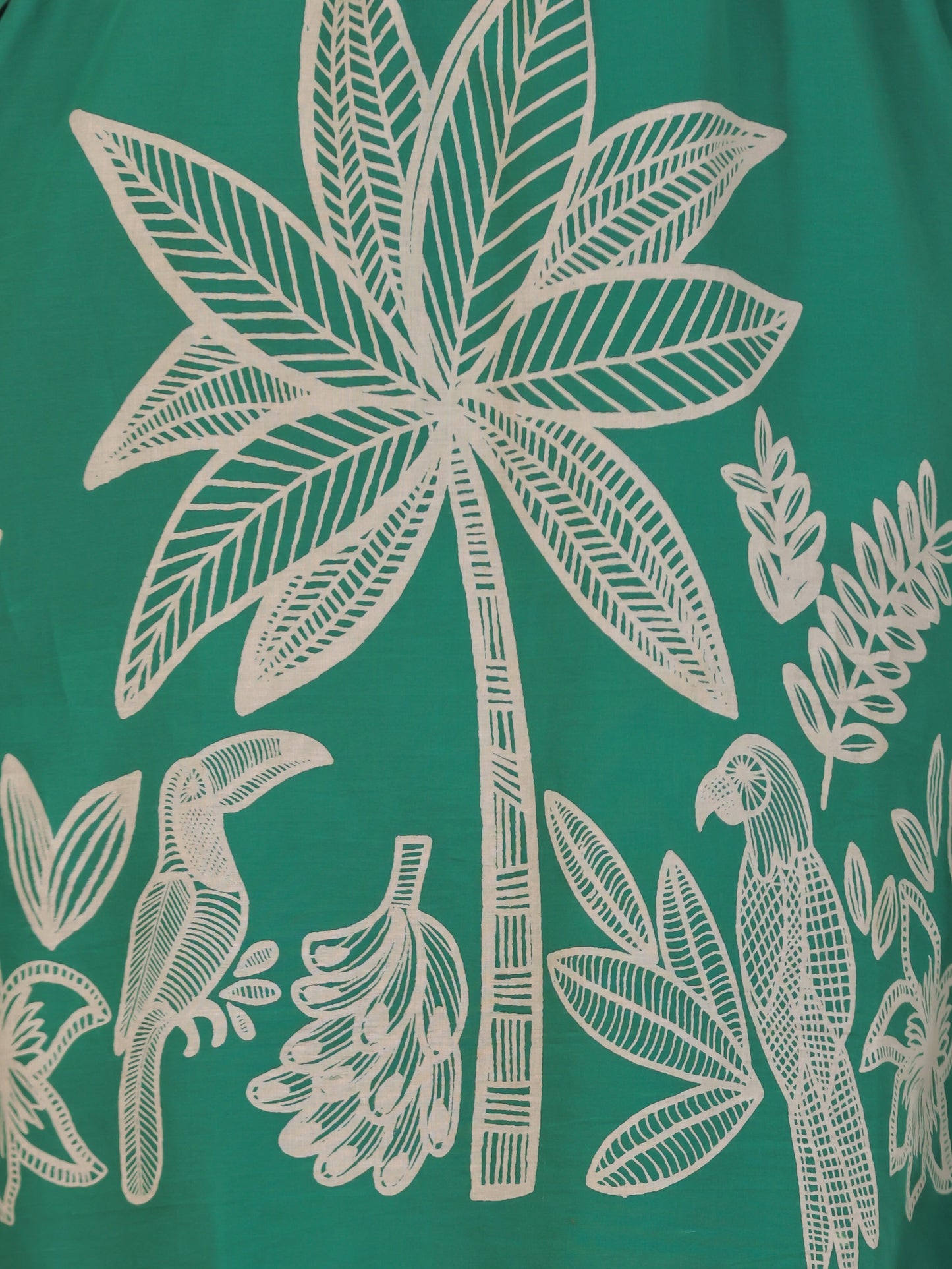 Soft Cotton Placement Print Kaftan Green Kurta