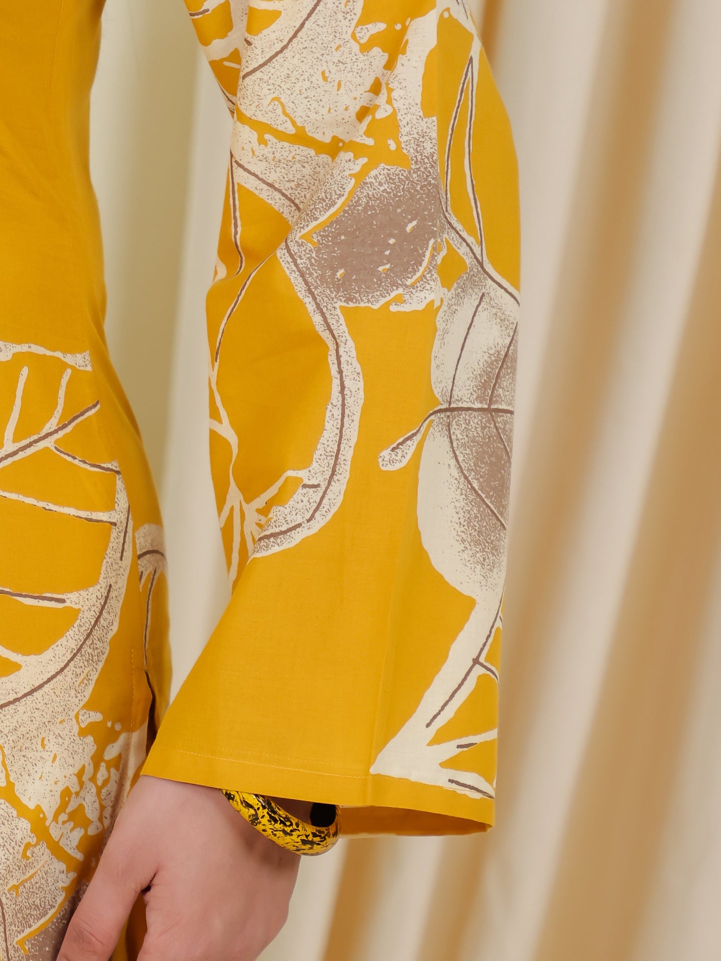 Soft Cotton Placement Print Straight Yellow Kurta