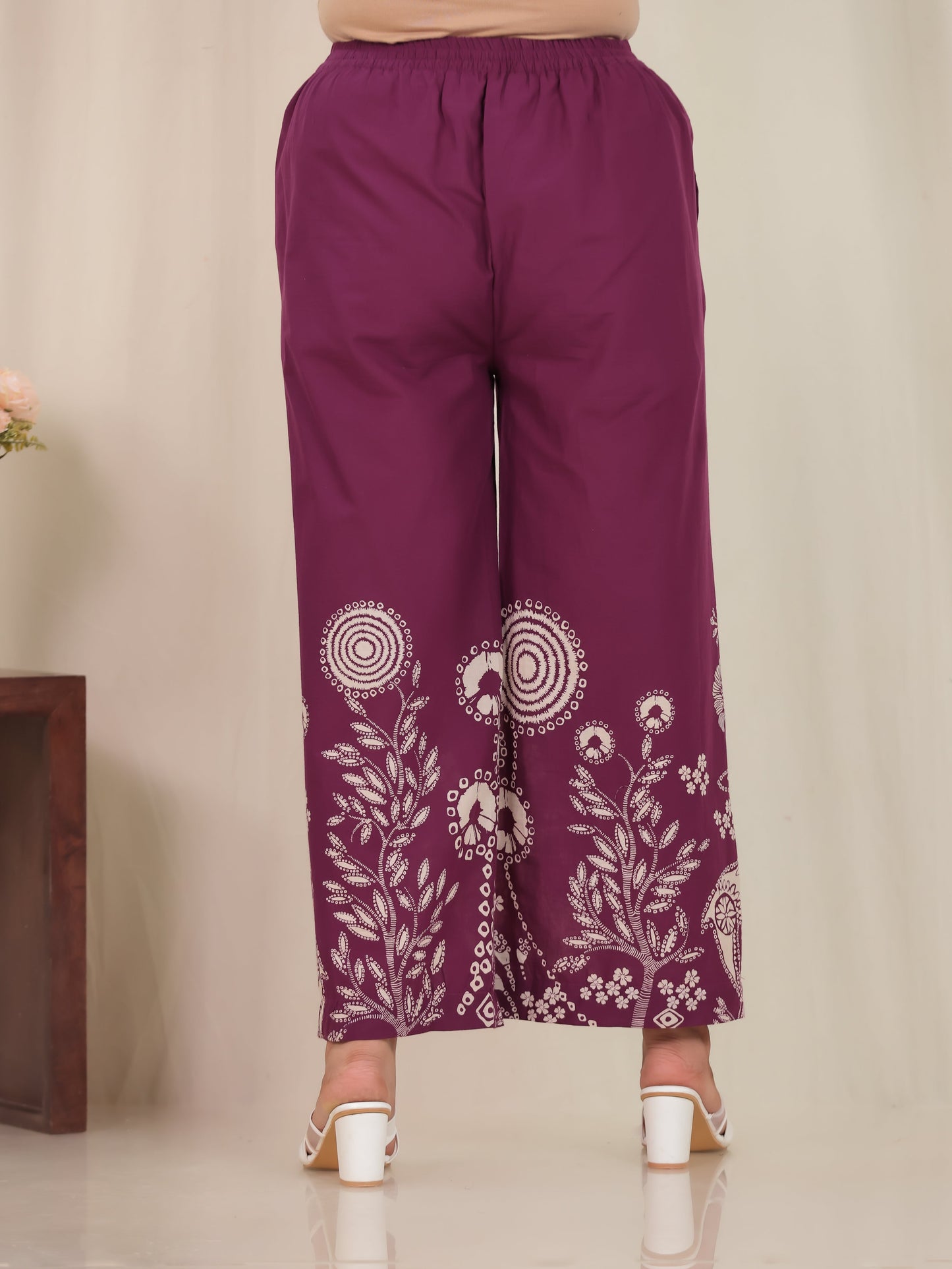 Soft Cotton Placement Print Straight Wine Kurta