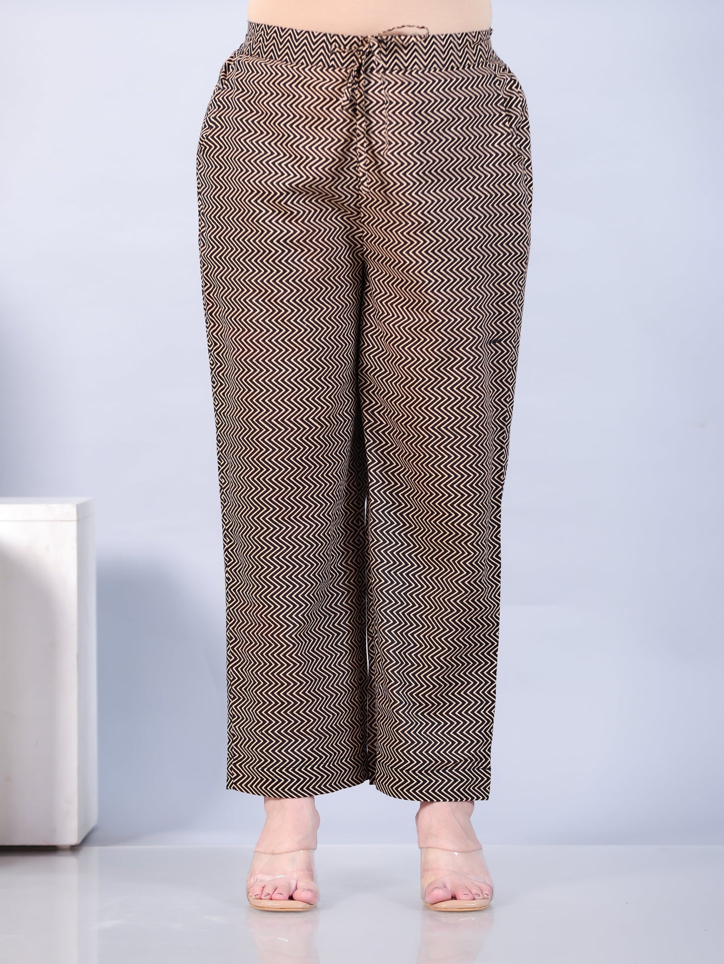 Soft Cotton Striped Navy Blue Straight Trousers