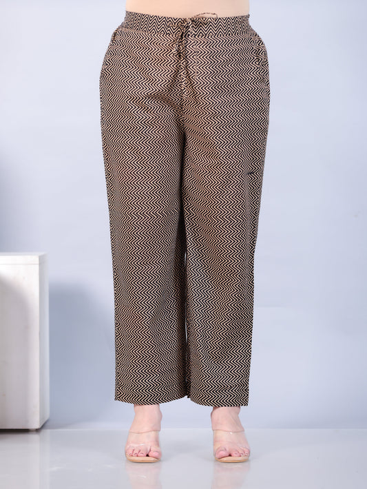 Soft Cotton Striped Navy Blue Straight Trousers