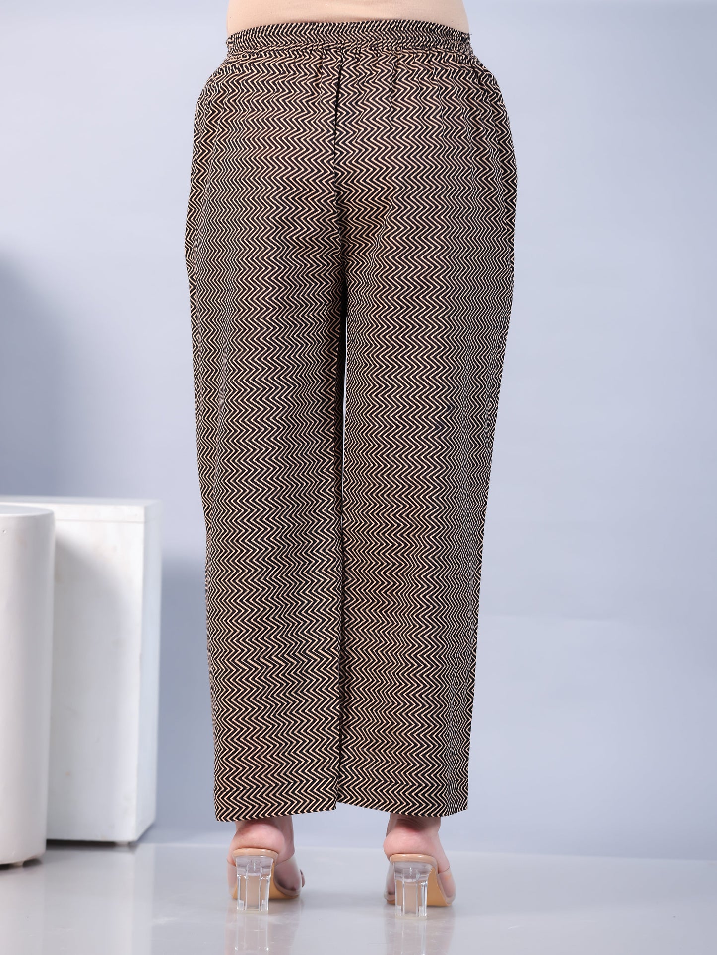 Soft Cotton Striped Navy Blue Straight Trousers