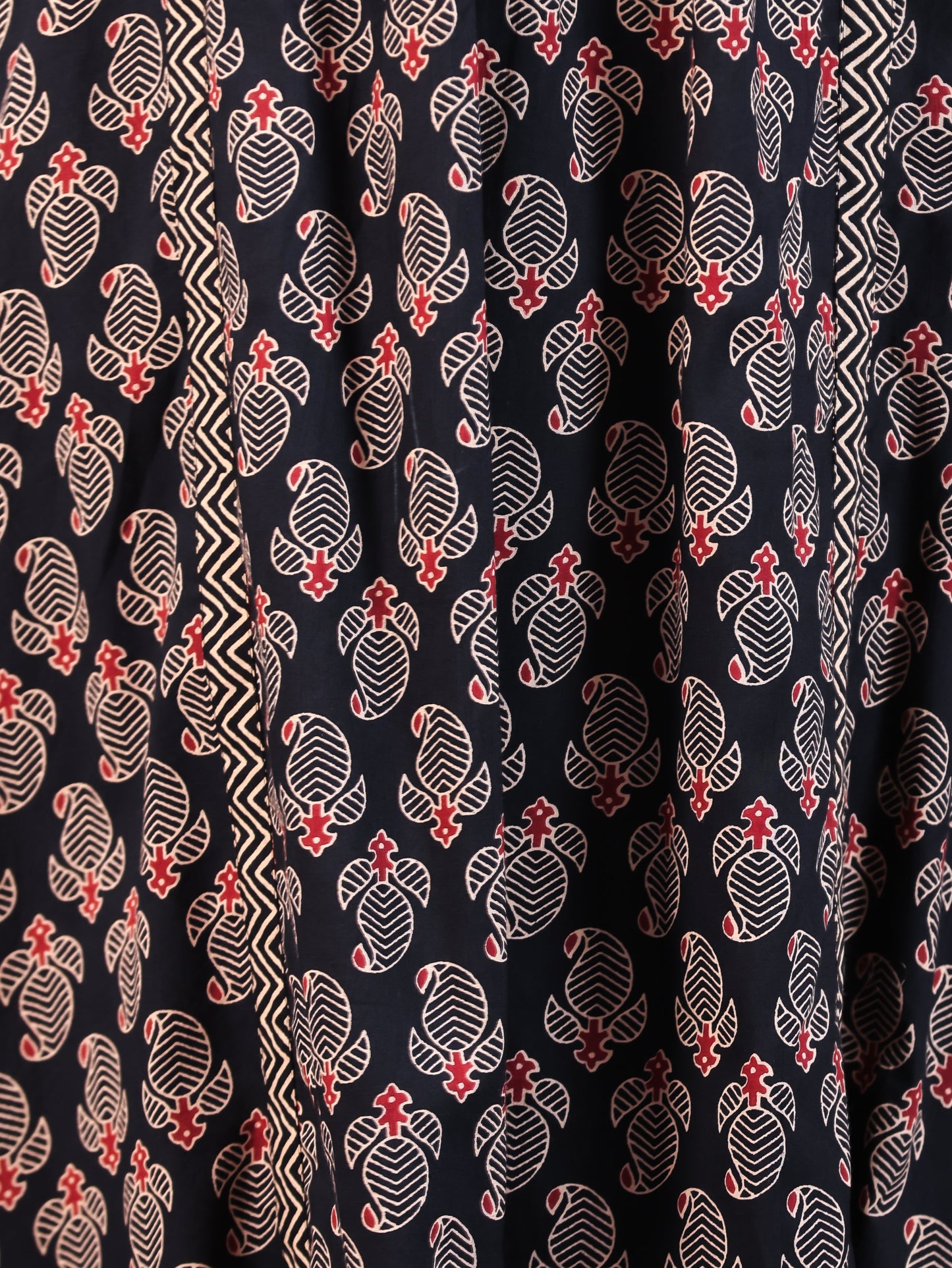 Soft Cotton Paisley Flared Navy Blue Kurta