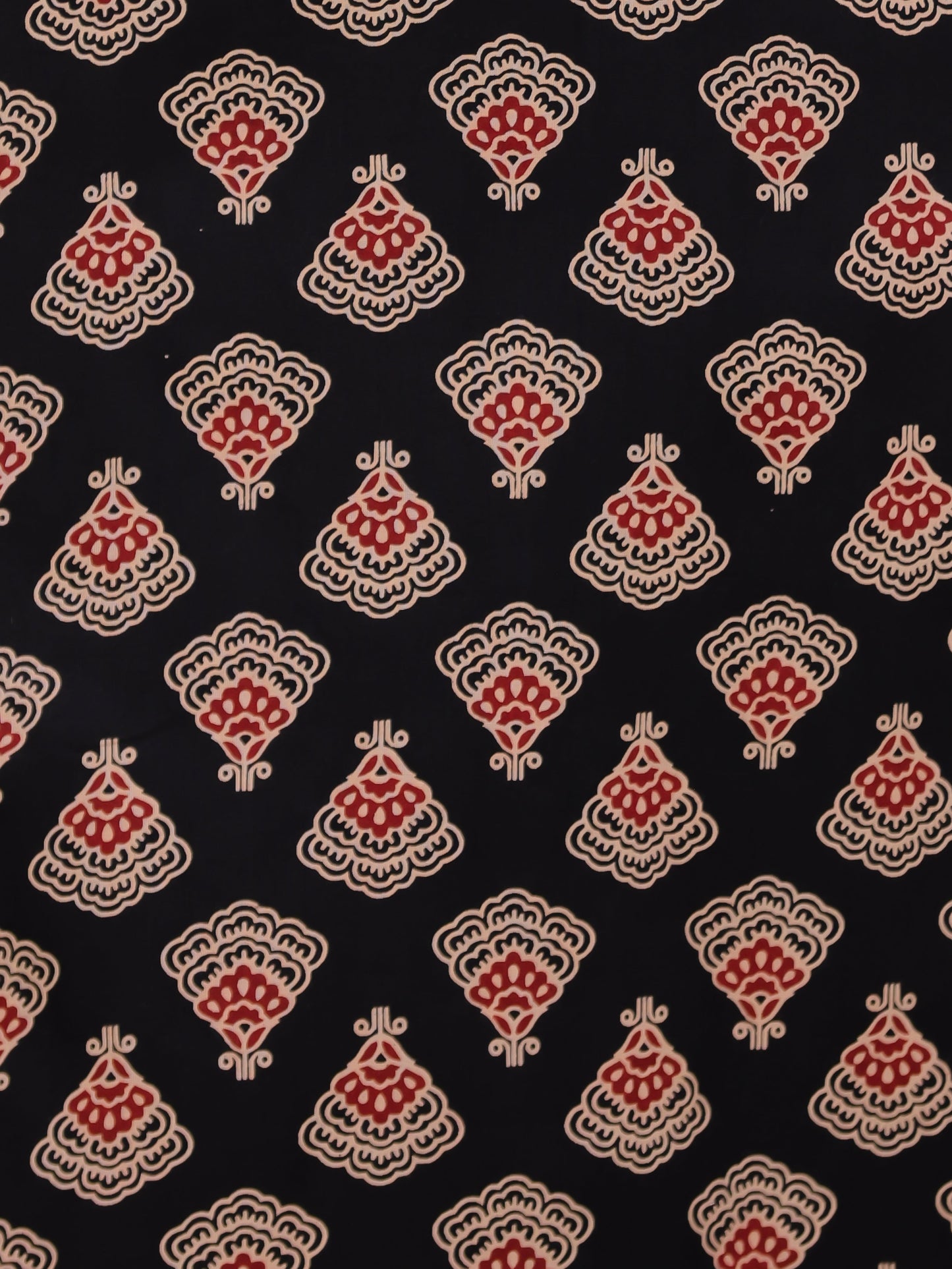 Soft Cotton Geometric A-line Black Kurta
