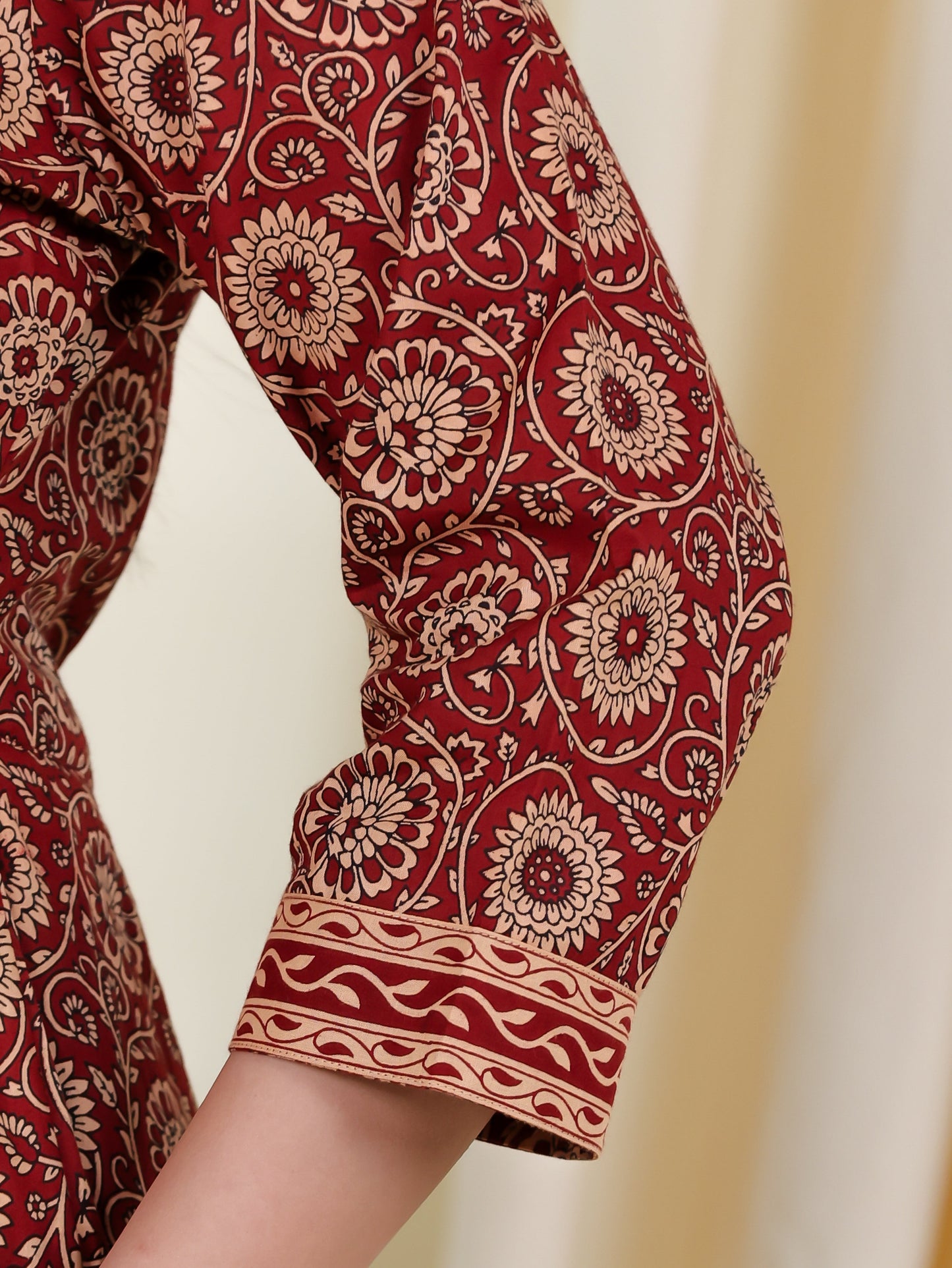 Soft Cotton Floral Anarkali Rust Kurta
