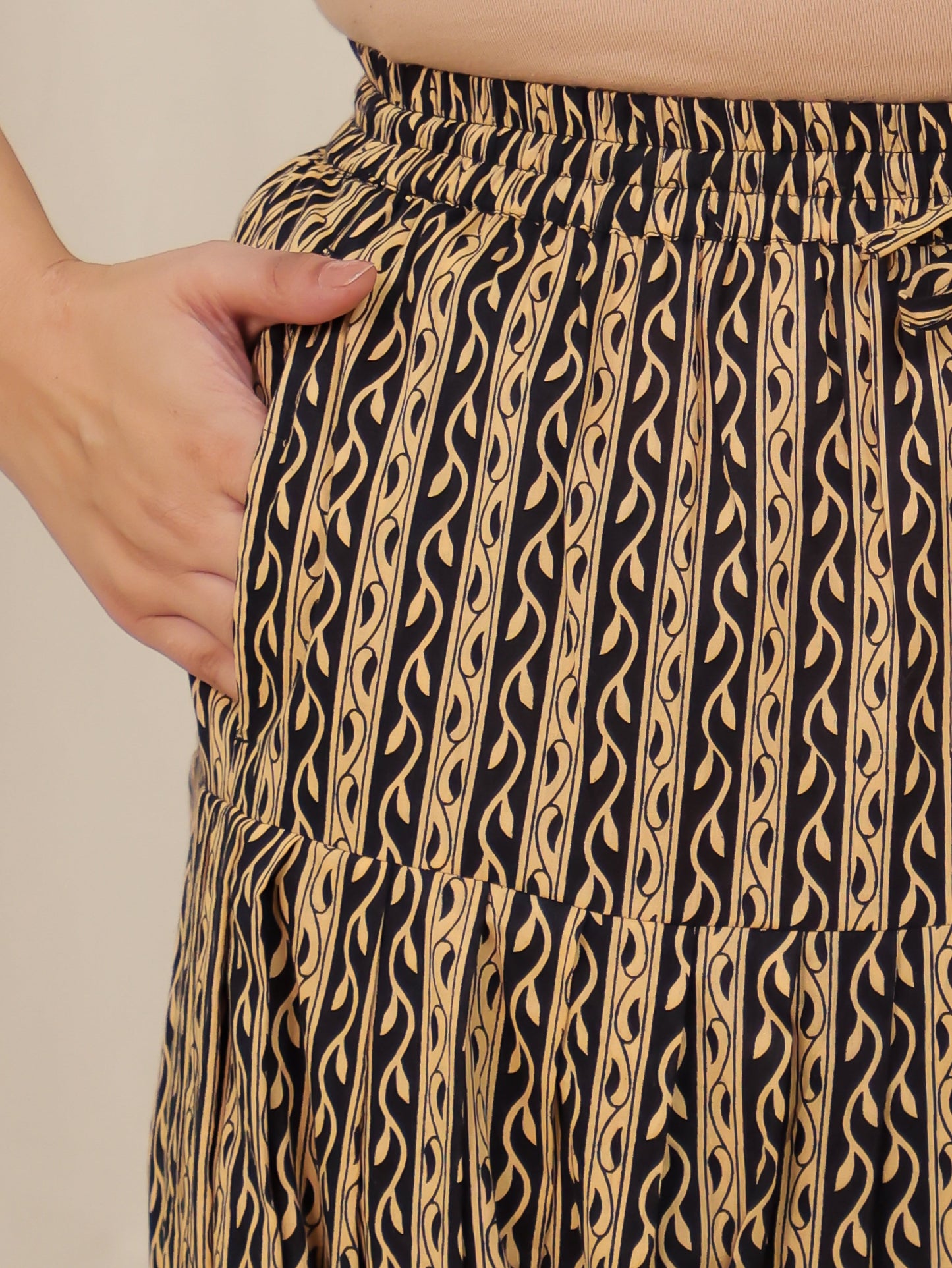 Soft Cotton Floral A-line Black Kurta