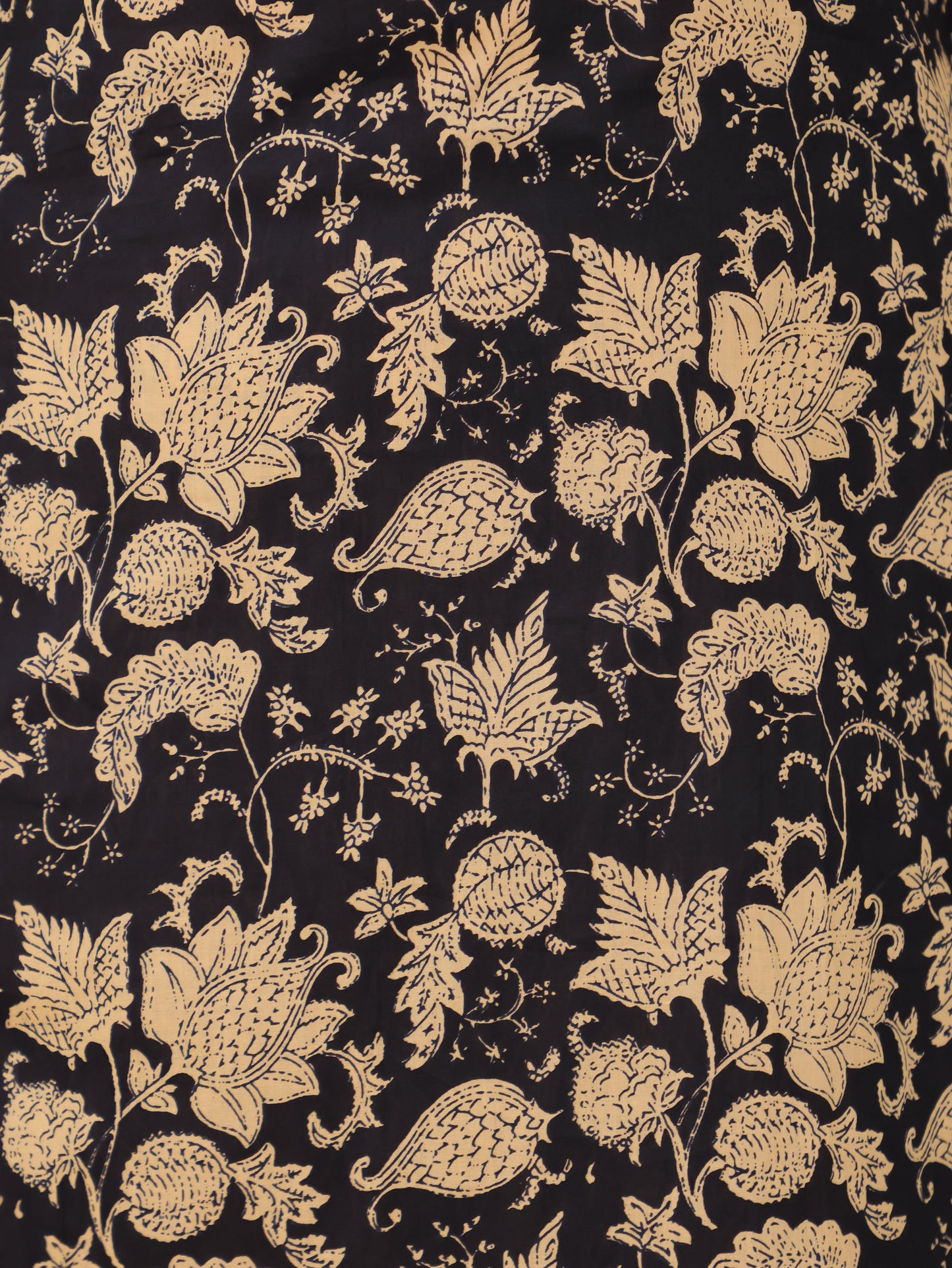Soft Cotton Floral A-line Black Kurta