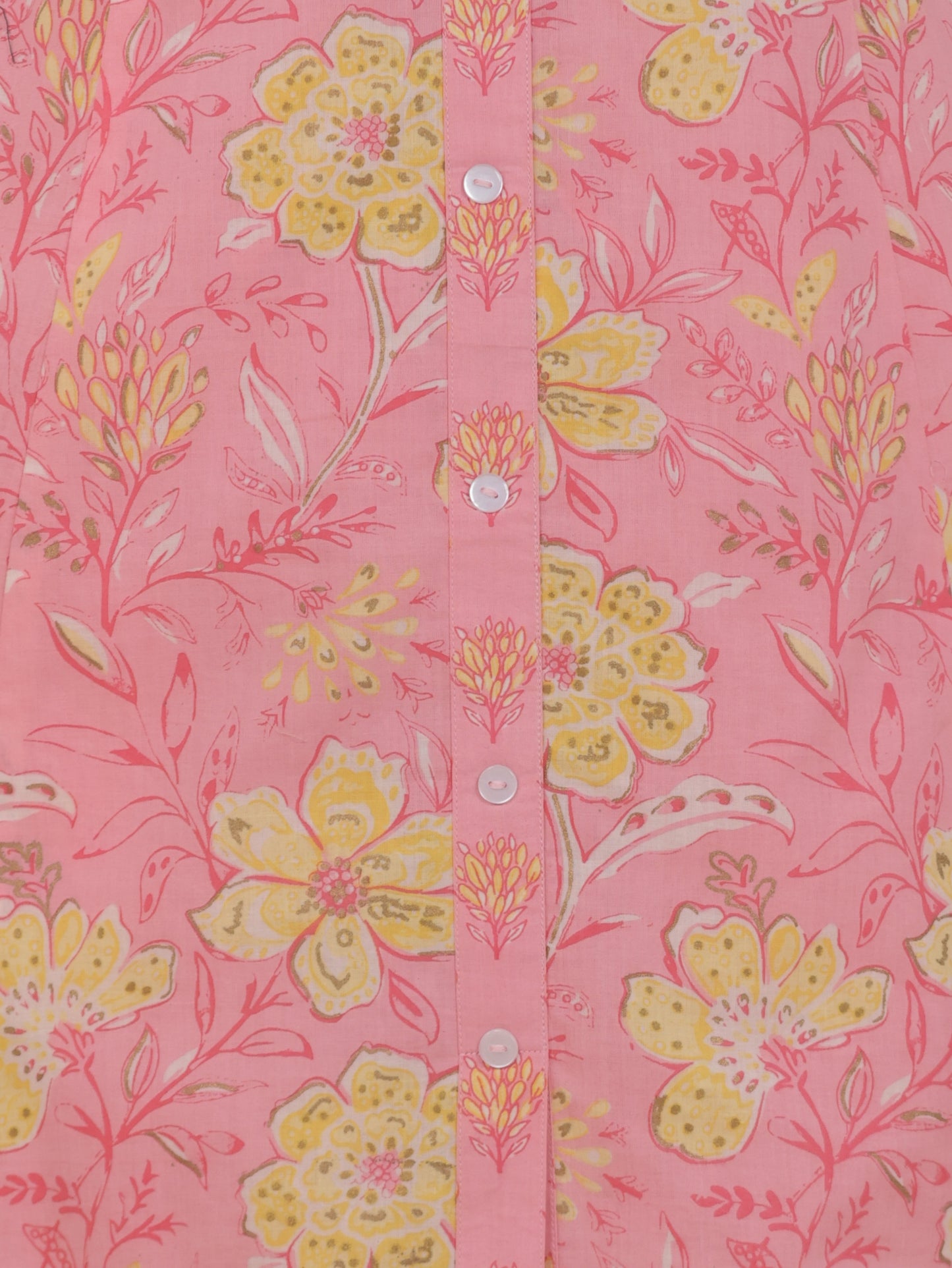 Soft Cotton Floral High Low Pink Kurta