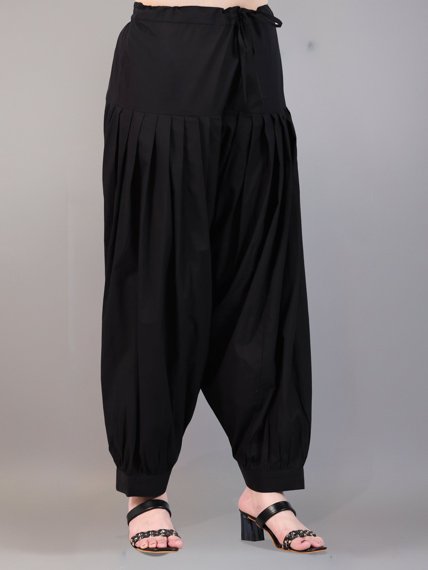 Embroidered Soft Cotton Geometric A-line Black Kurta