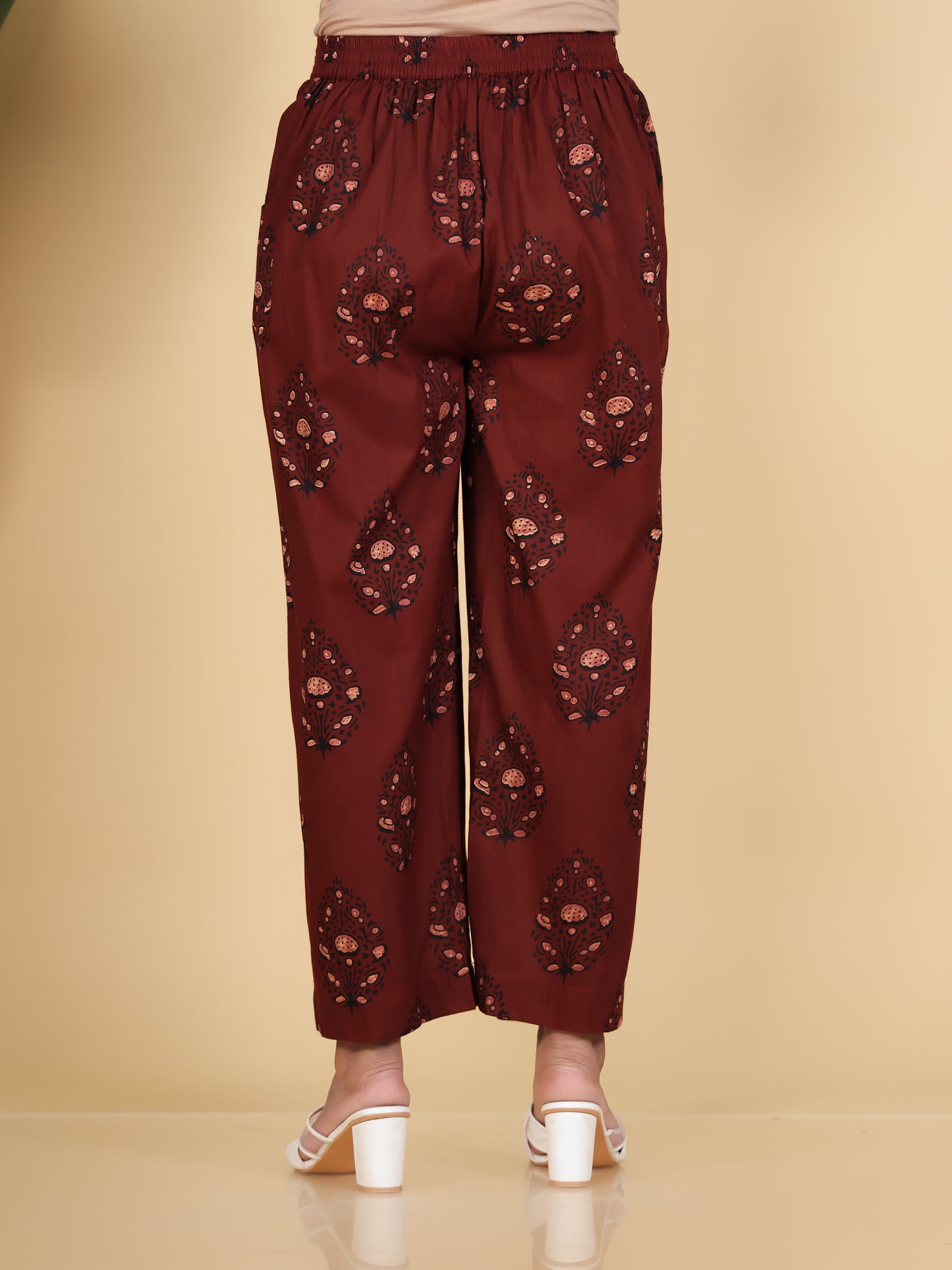 Embroidered Soft Cotton Floral Straight Rust Kurta