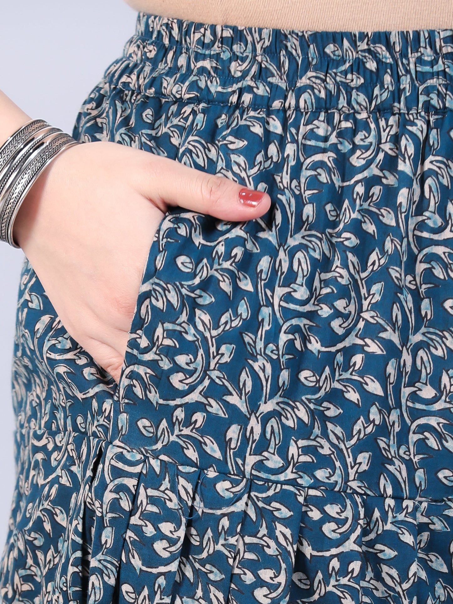 Soft Cotton Floral Straight Blue Kurta