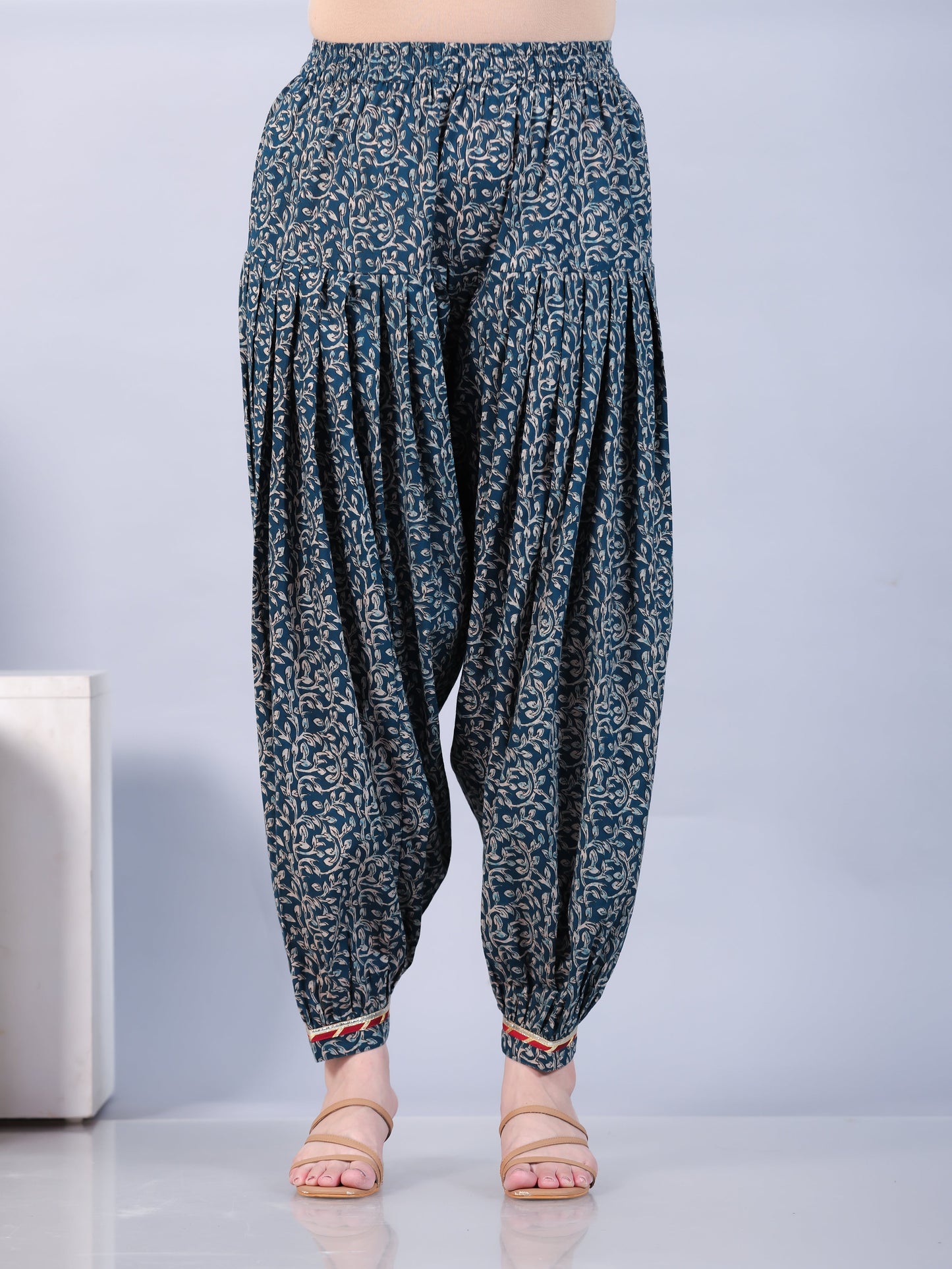 Soft Cotton Floral Straight Blue Kurta