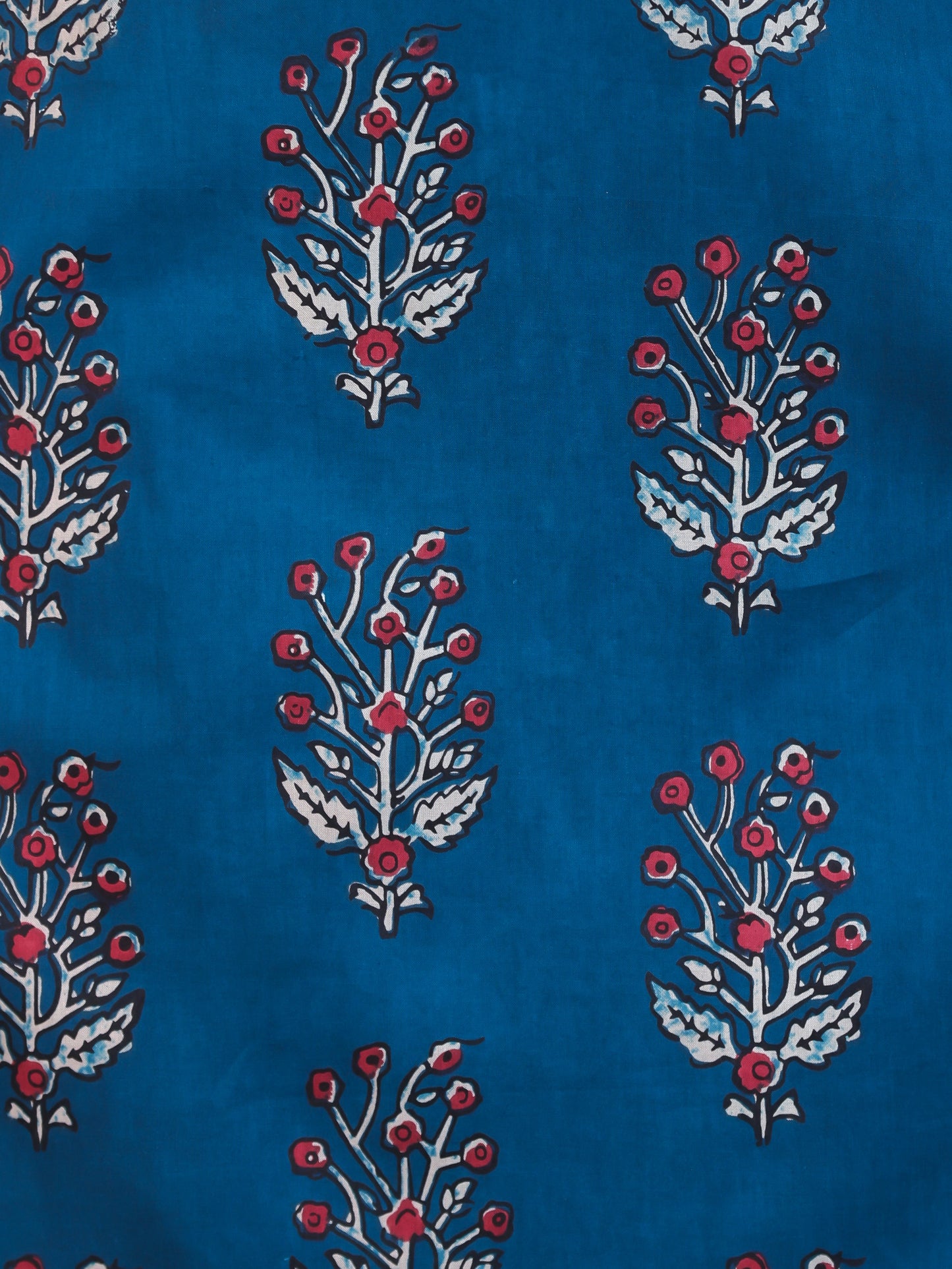 Soft Cotton Floral Straight Blue Kurta