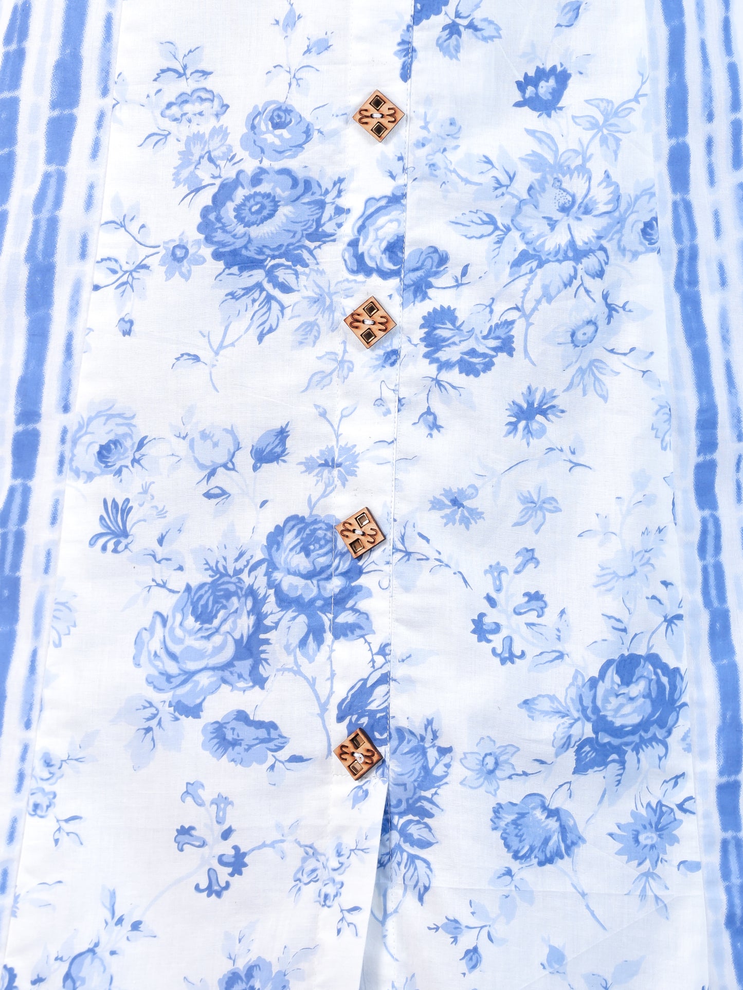 Soft Cotton Floral Flared White Kurta