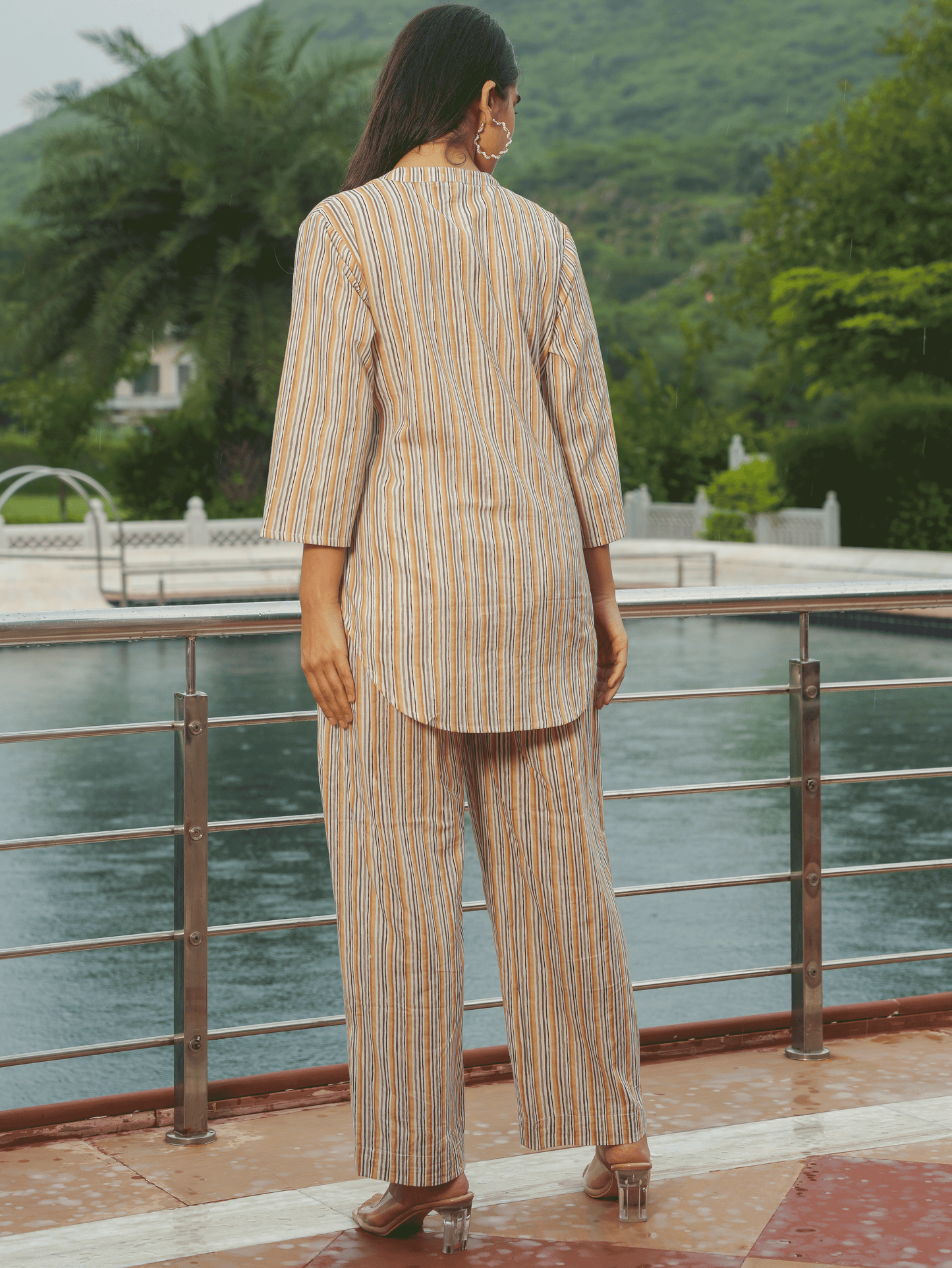 Soft Cotton Striped Straight Beige Kurta