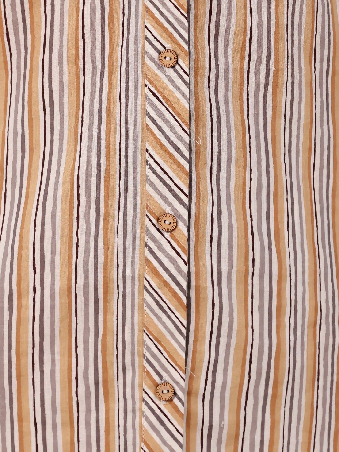 Soft Cotton Striped Straight Beige Kurta