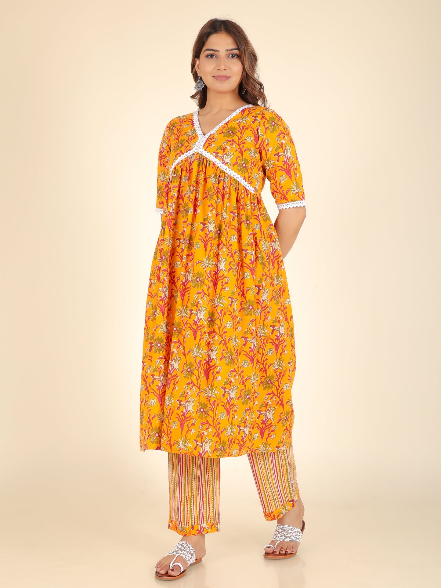 Soft Cotton Floral Kurta