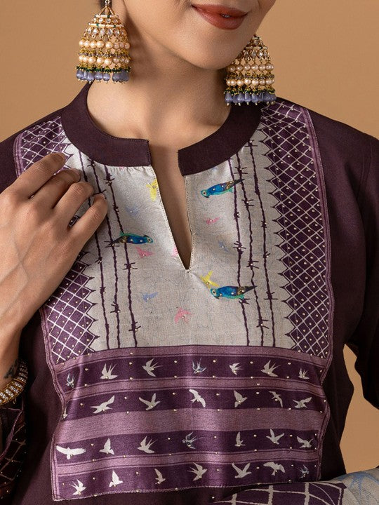 WOMEN PLUS Women Abstract Printed Kurta with Trousers & Dupatta