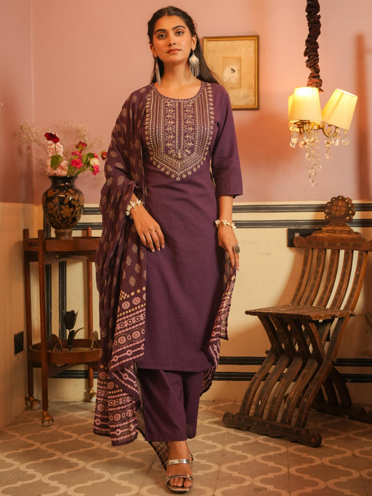 Cotton Voile Butti Purple Dupatta