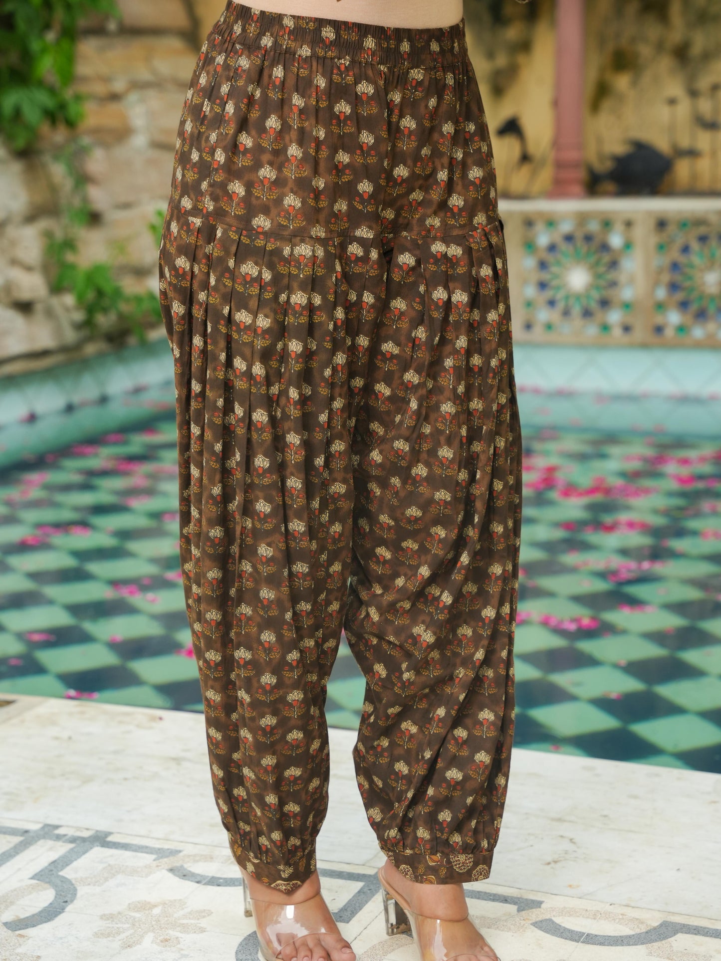 Soft Cotton Floral Straight Brown Kurta